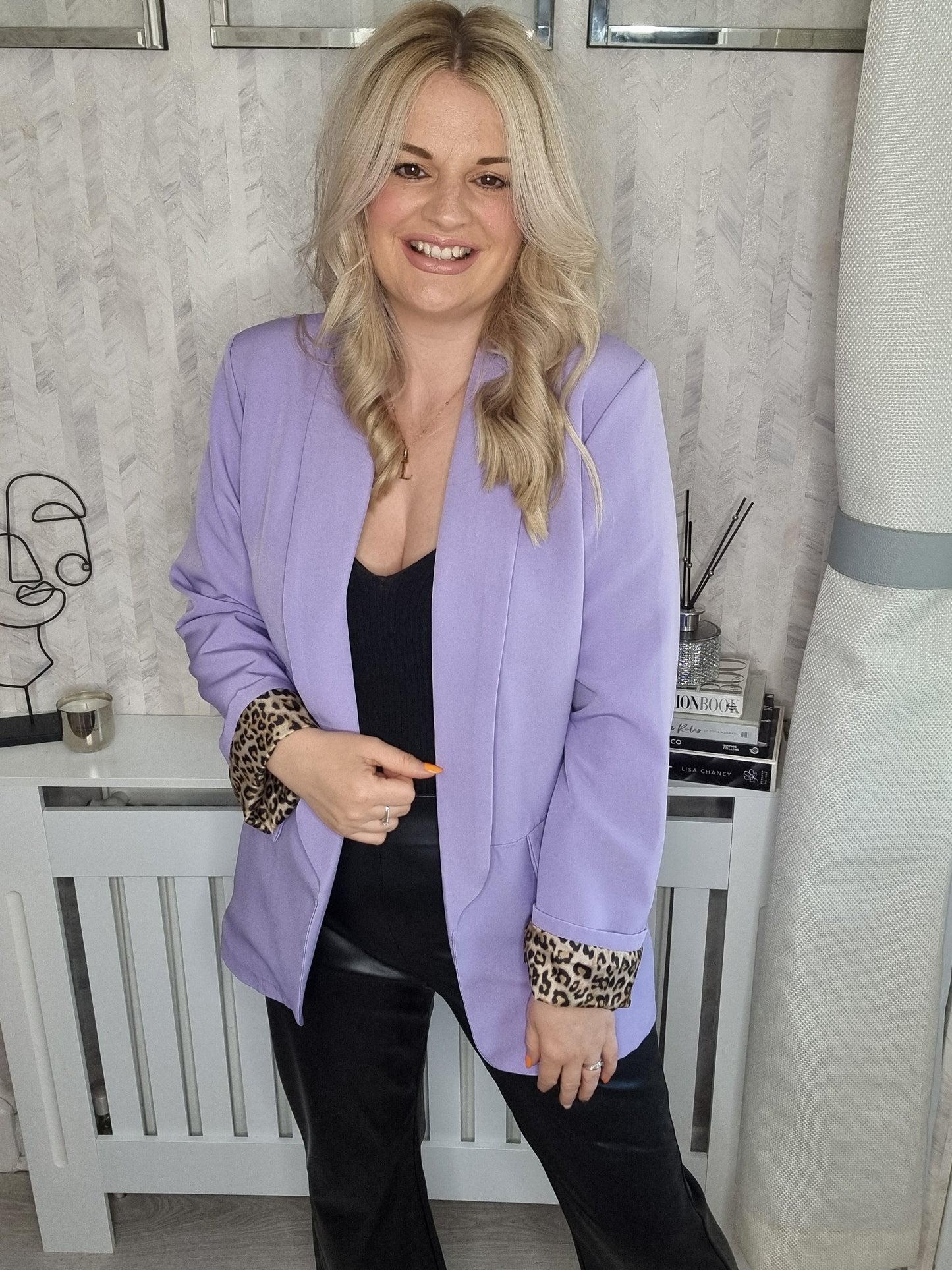 LAURA LEOPARD CUFF BLAZER - LILAC (MORE COLOURS AVAILABLE)