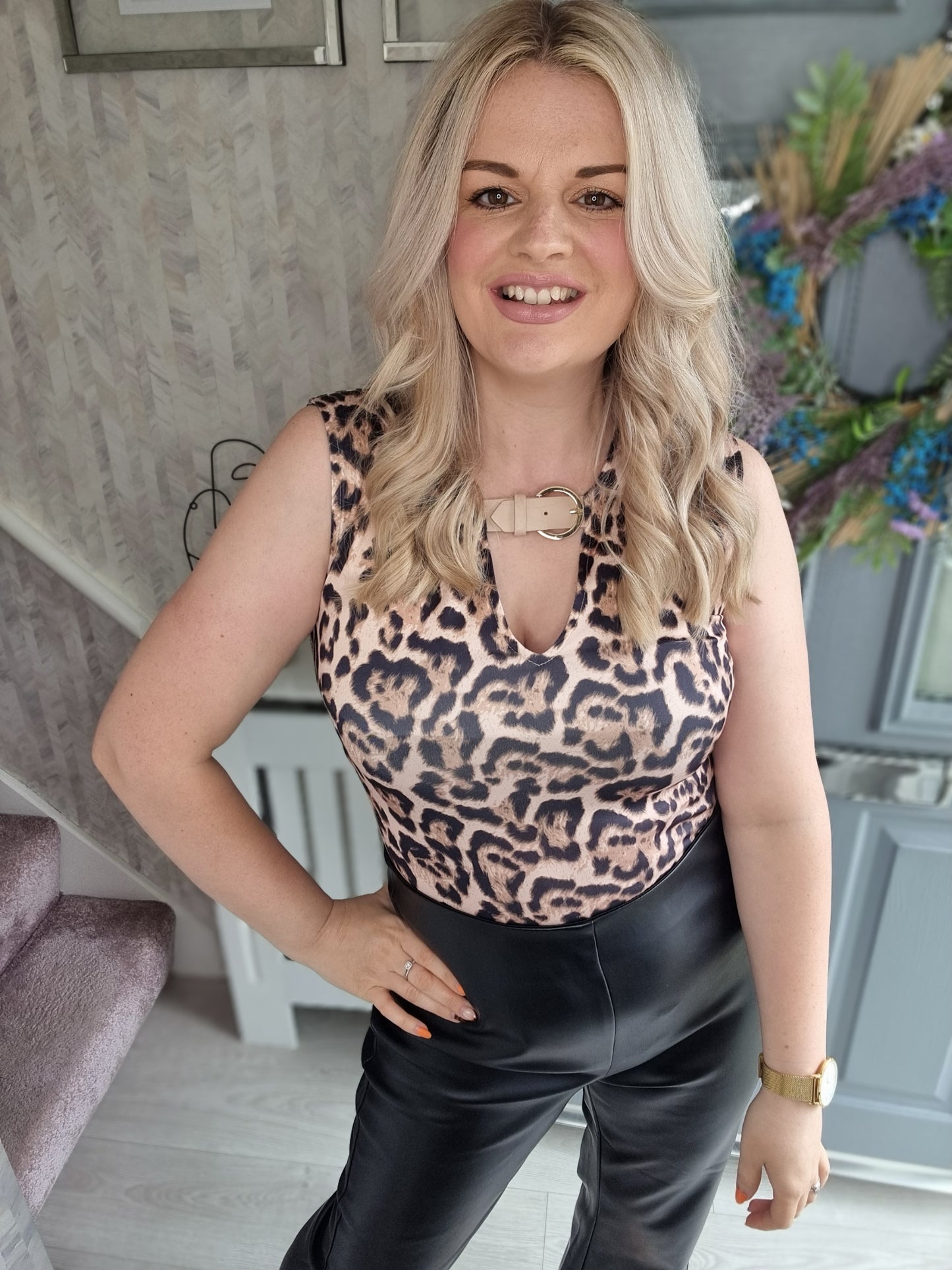 SELINE LEOPARD BUCKLE BODYSUIT