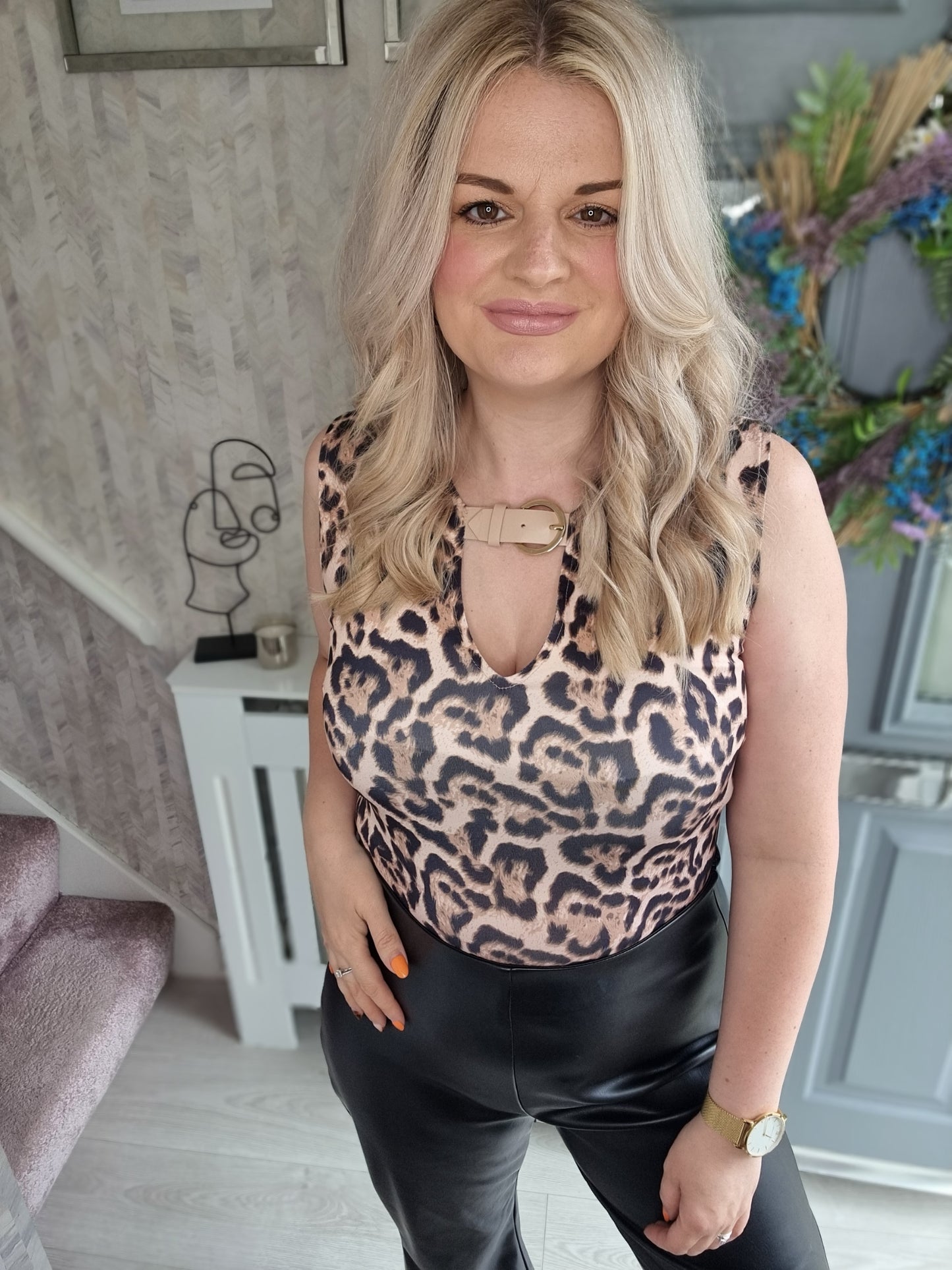 SELINE LEOPARD BUCKLE BODYSUIT