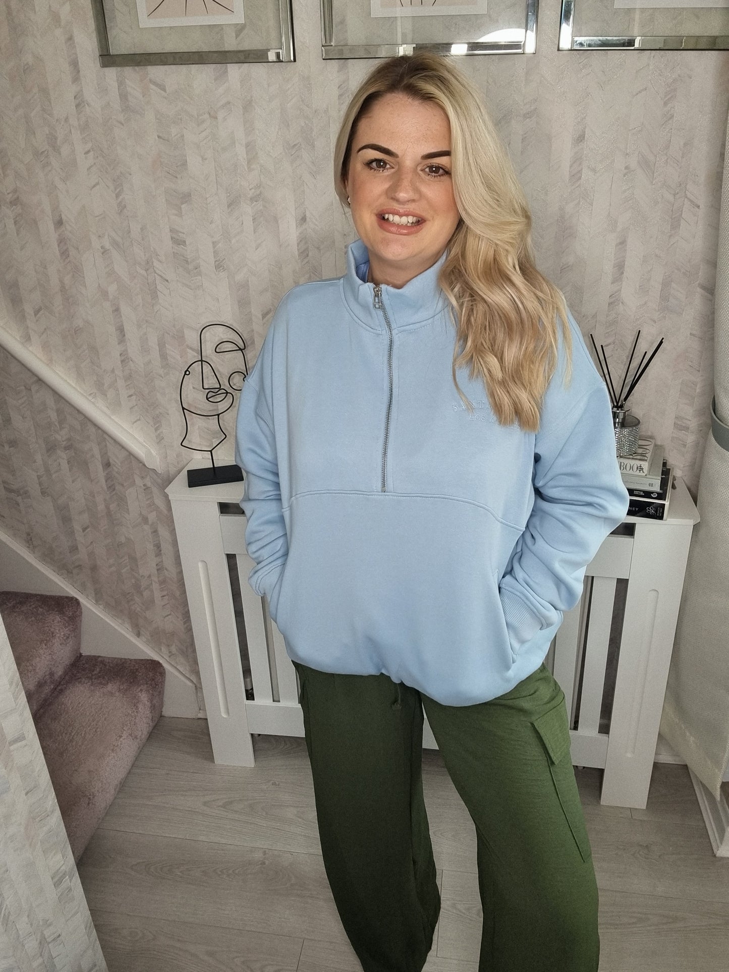ABIGAIL SANTA MONICA SWEATER TOP - BABY BLUE