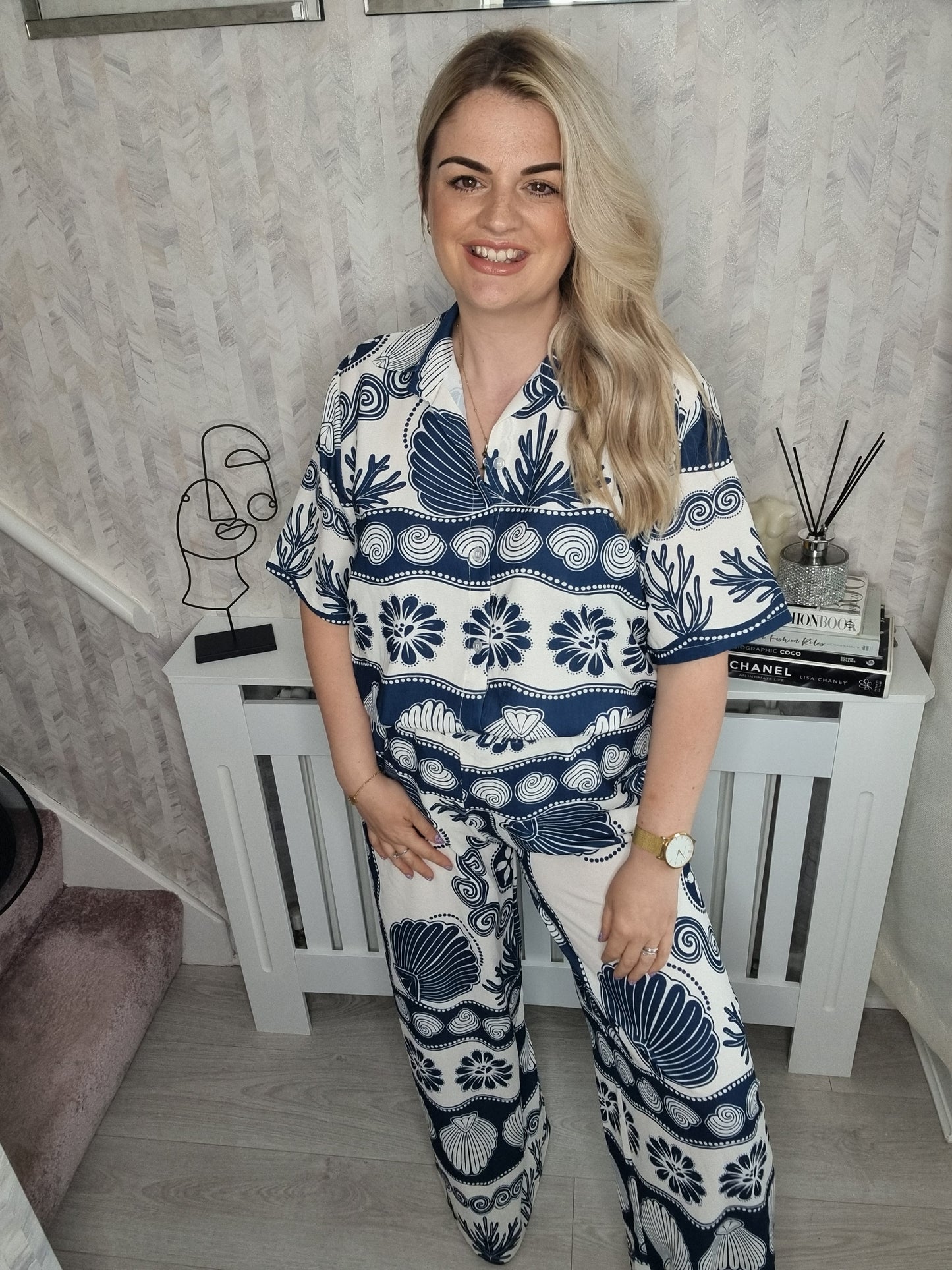 SHELLEY TWO PIECE SEASHELL CO-ORD SET - NAVY (MORE COLOURS AVAILABLE)