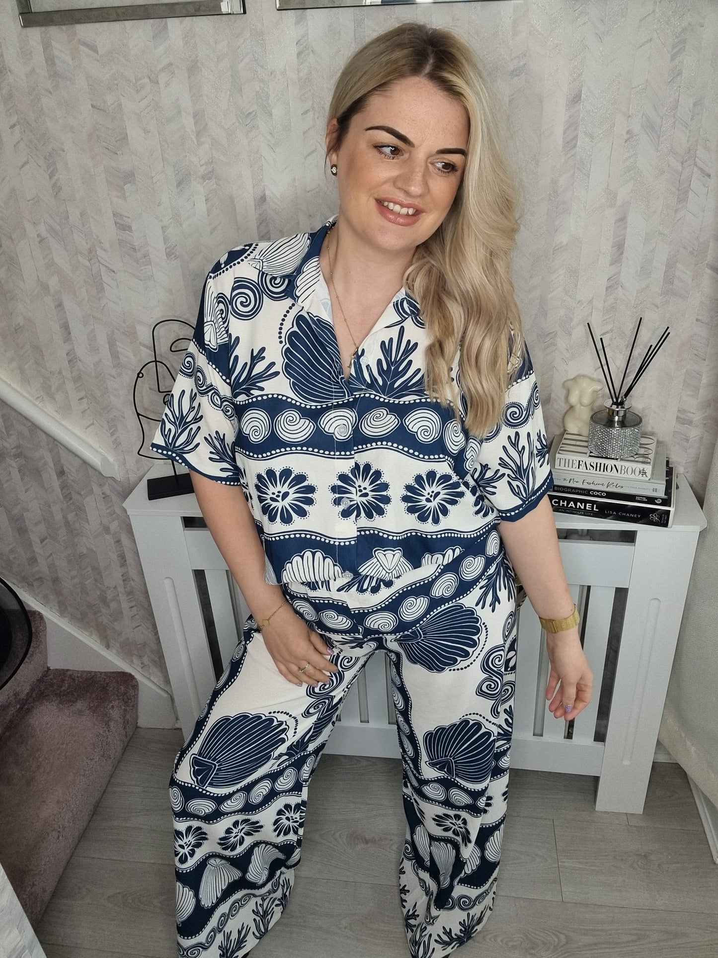 SHELLEY TWO PIECE SEASHELL CO-ORD SET - NAVY (MORE COLOURS AVAILABLE)