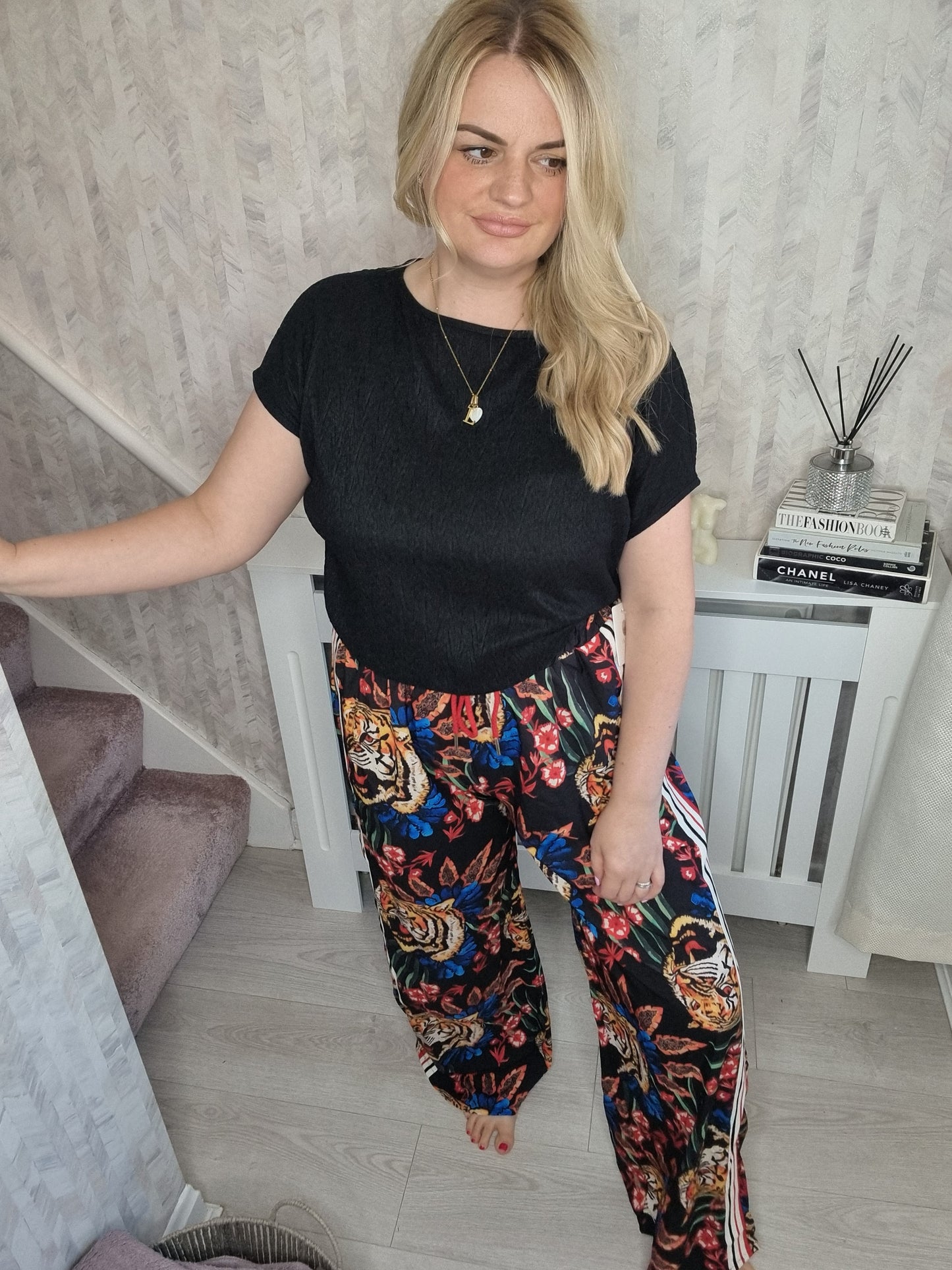CHELSIE TIGER WIDE LEG PANTS WITH SIDE STRIP