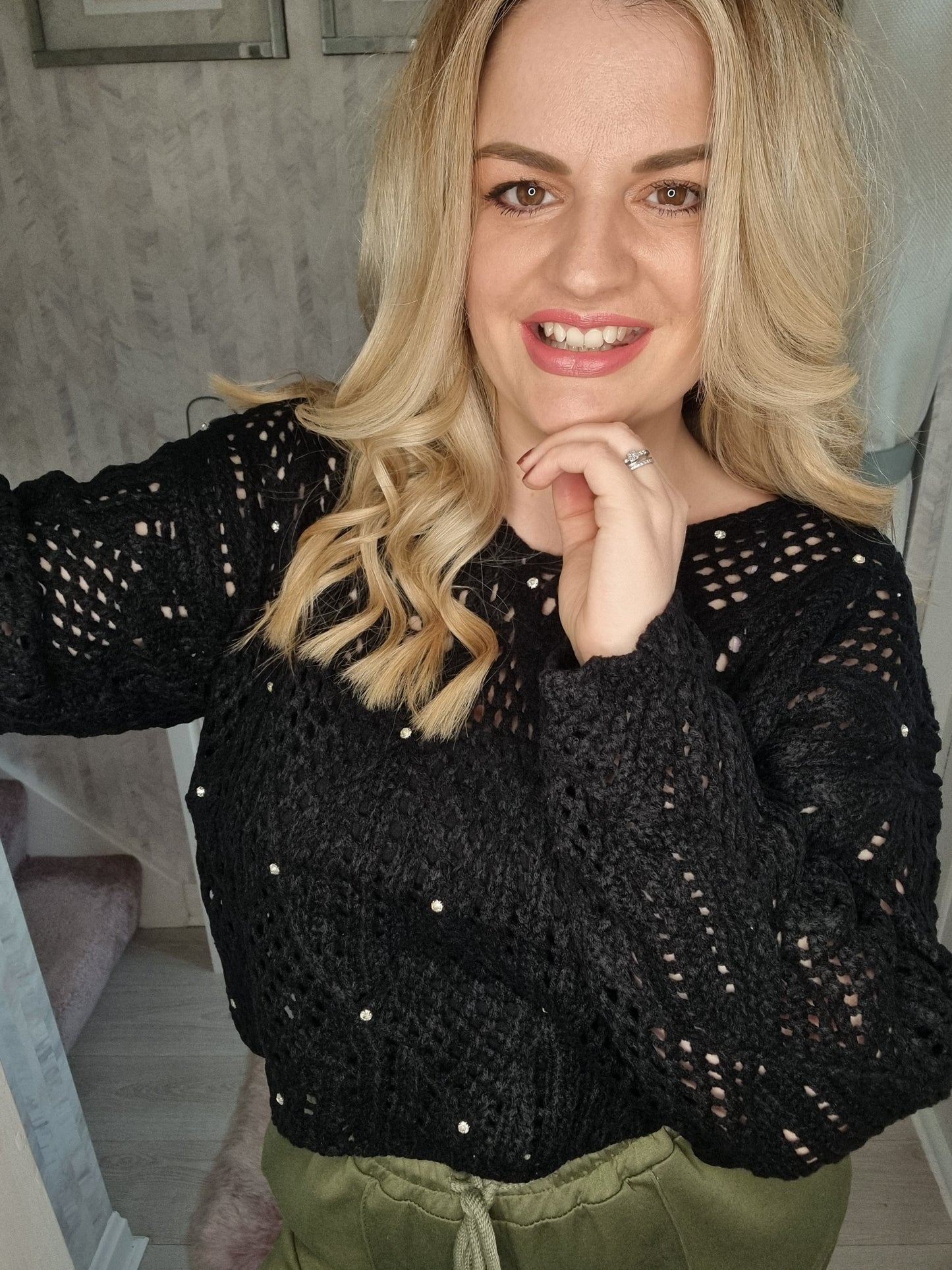 CONNIE CROCHET DIAMONTE TOP - BLACK