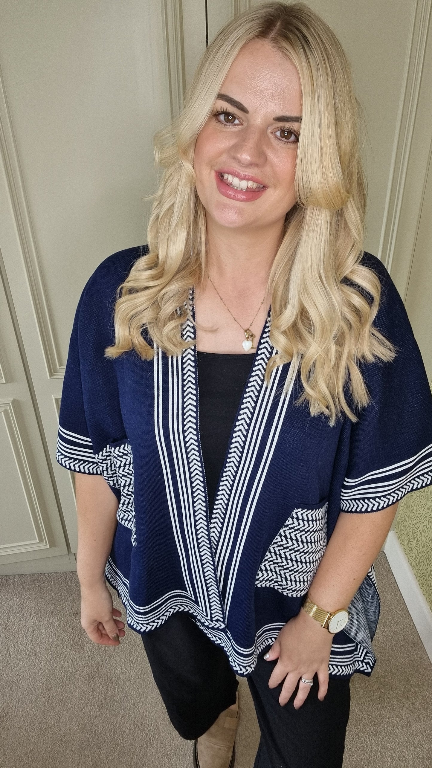 MARNIE OPEN PONCHO CARDIGAN - NAVY