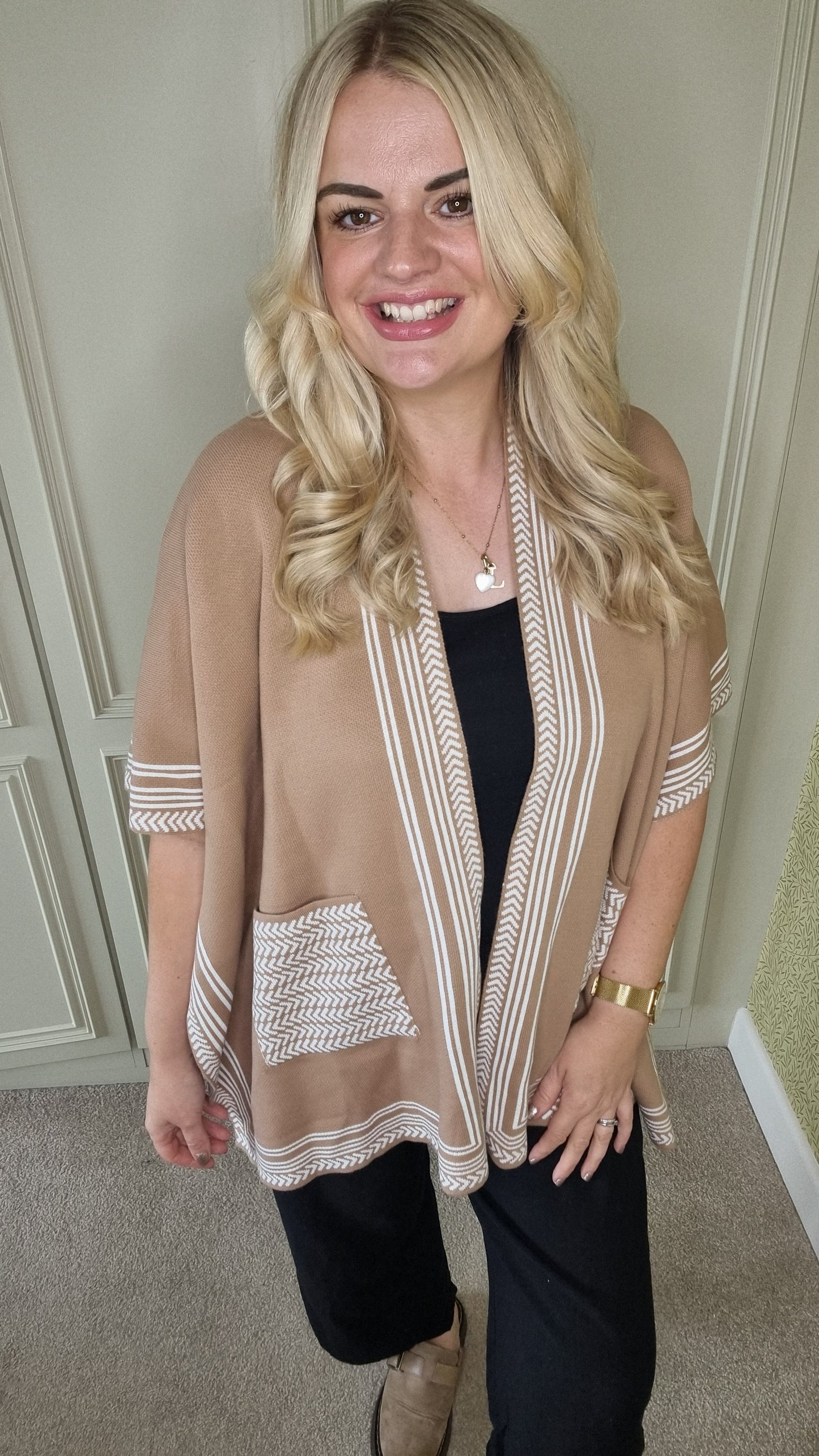 MARNIE OPEN PONCHO CARDIGAN - CAMEL