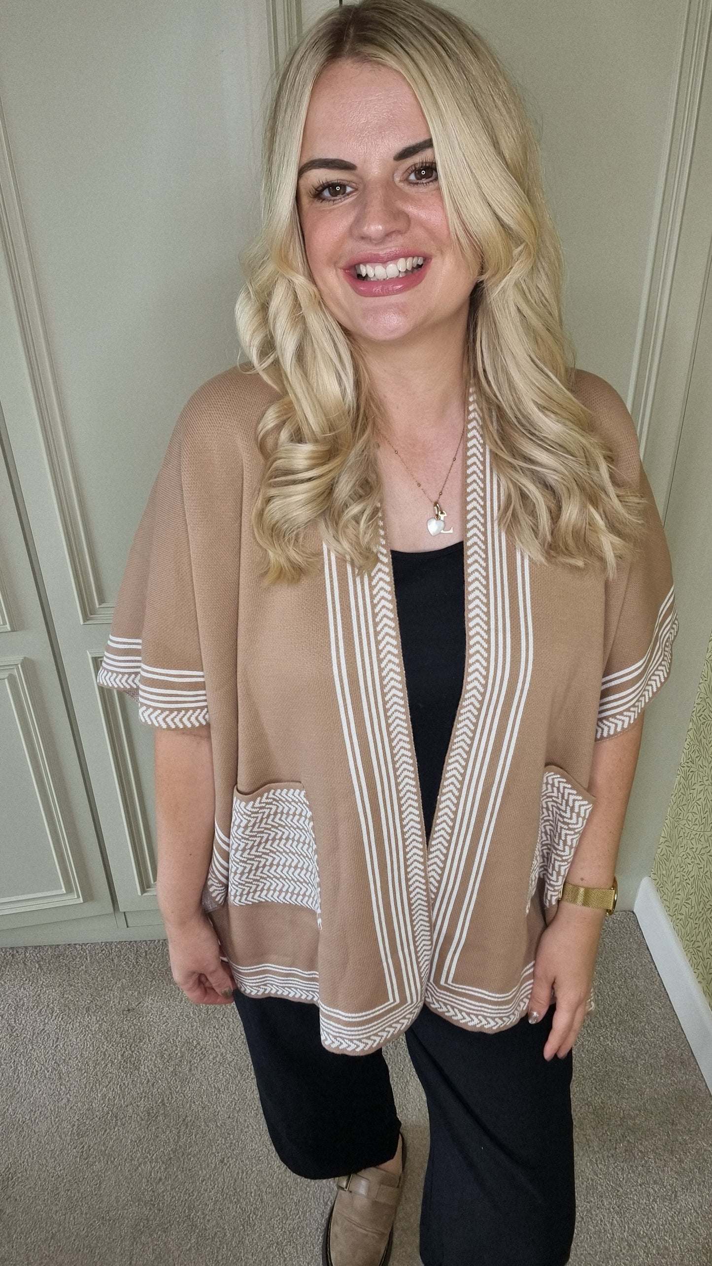 MARNIE OPEN PONCHO CARDIGAN - CAMEL