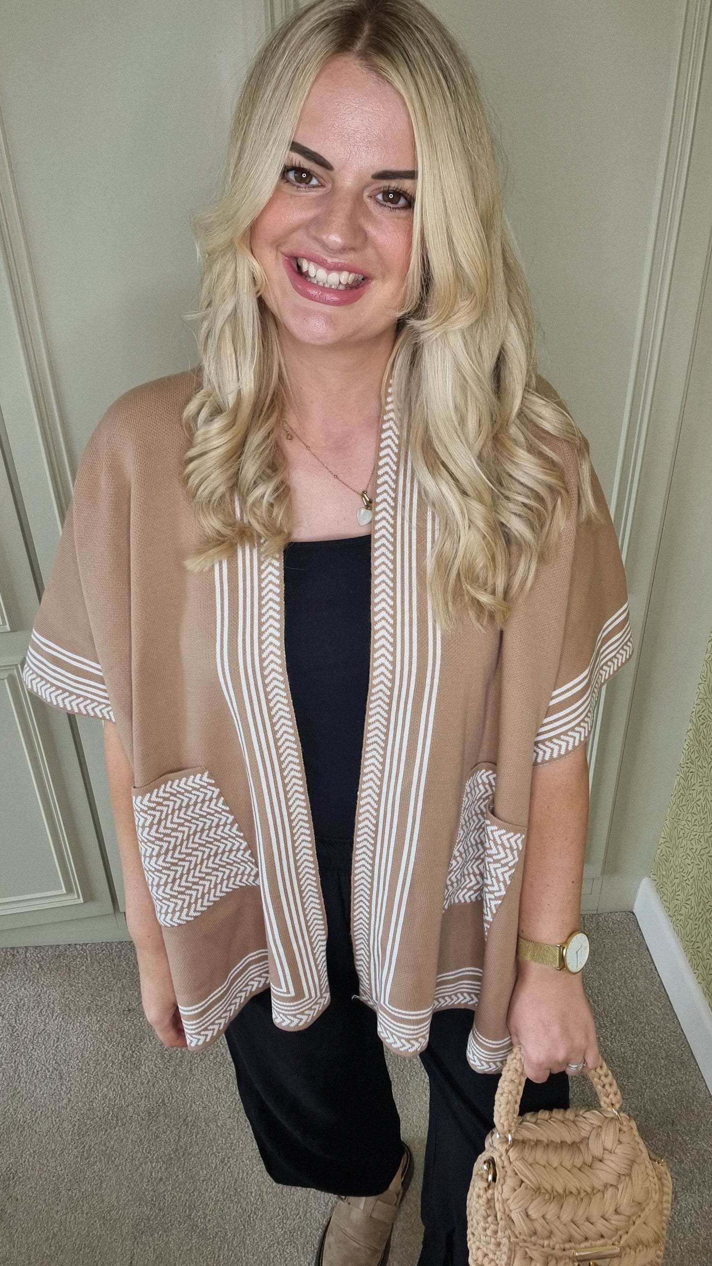 MARNIE OPEN PONCHO CARDIGAN - CAMEL