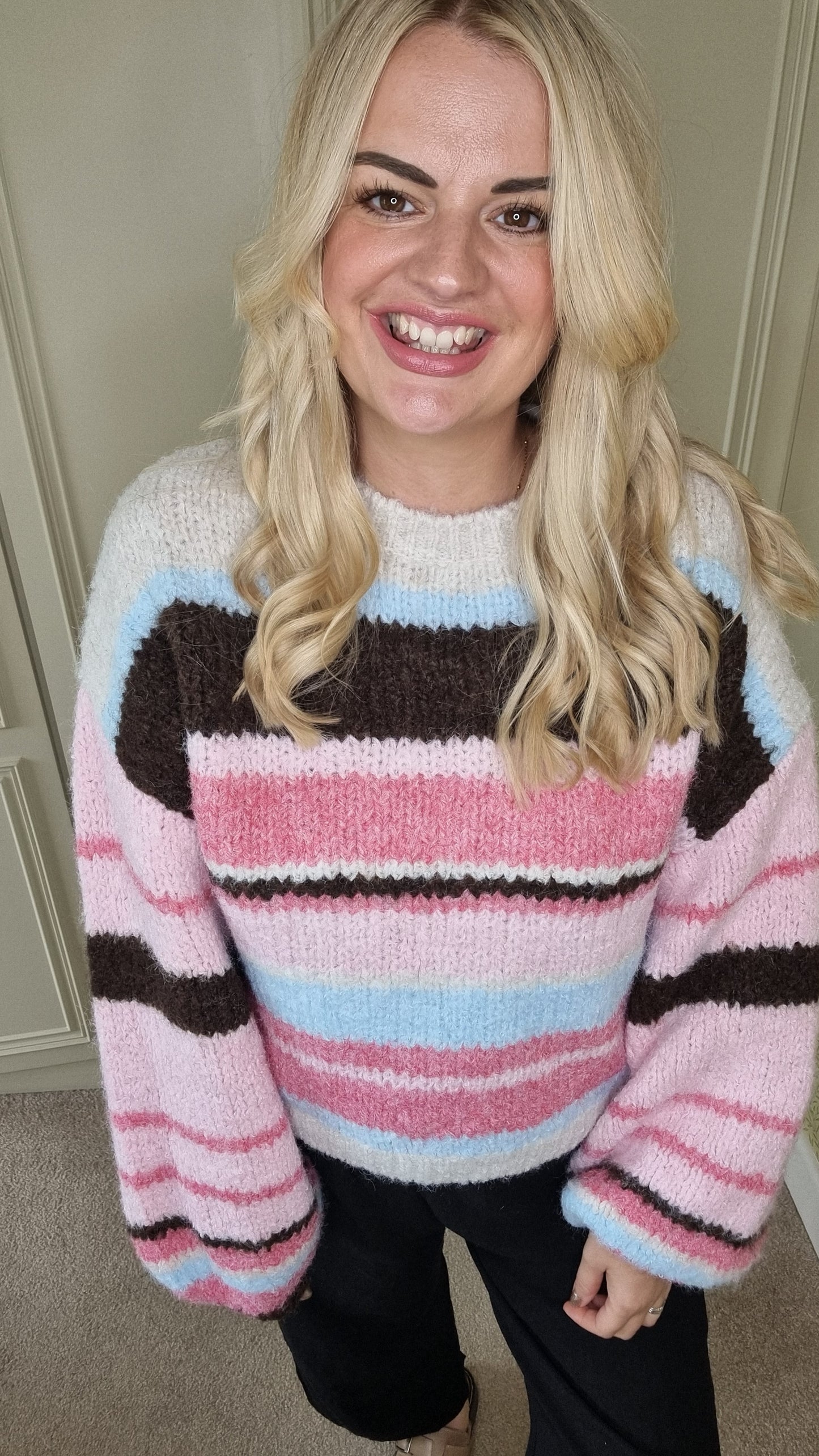 TAMARA PINK STRIPED KNITTRD JUMPER