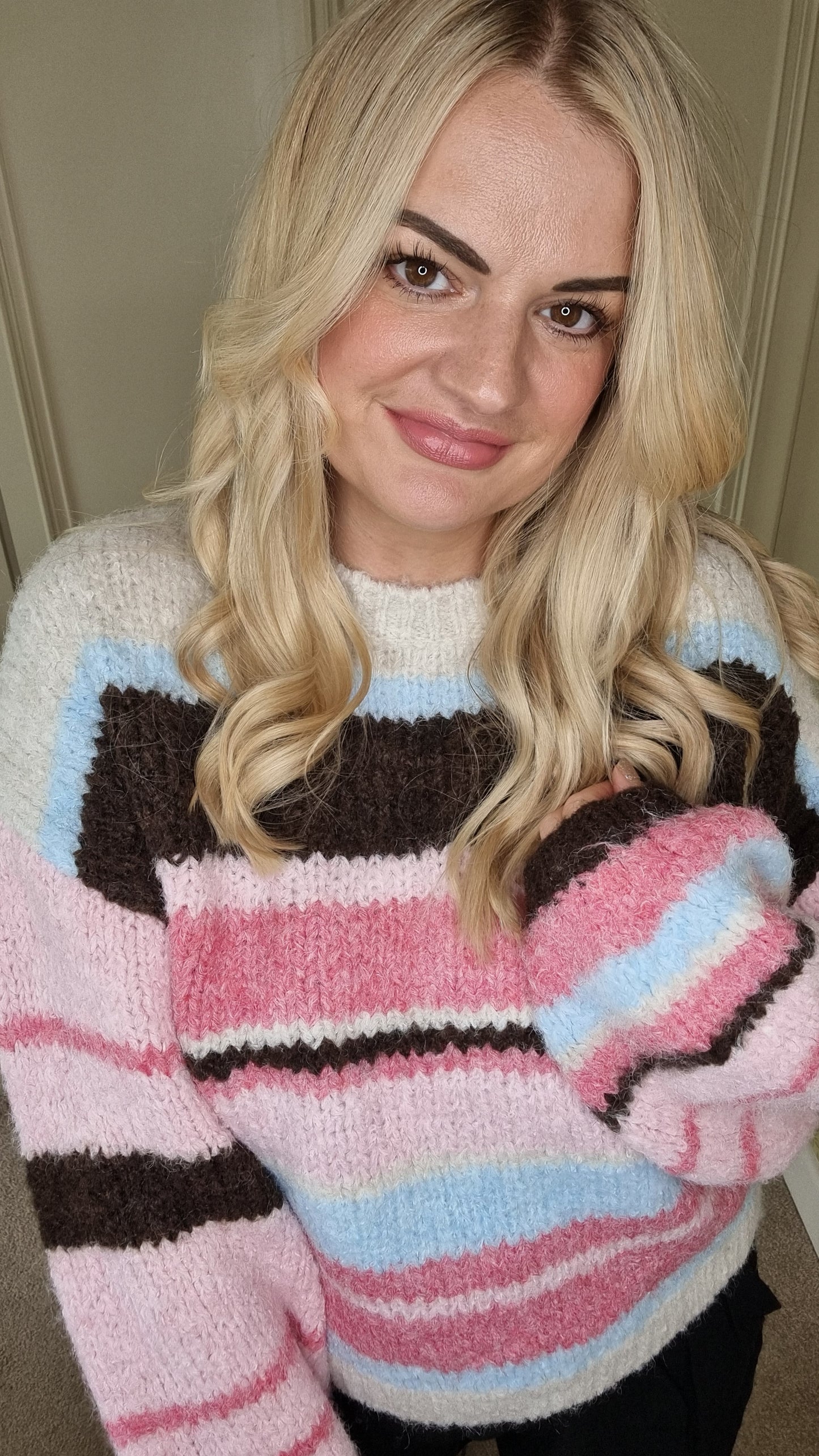 TAMARA PINK STRIPED KNITTRD JUMPER