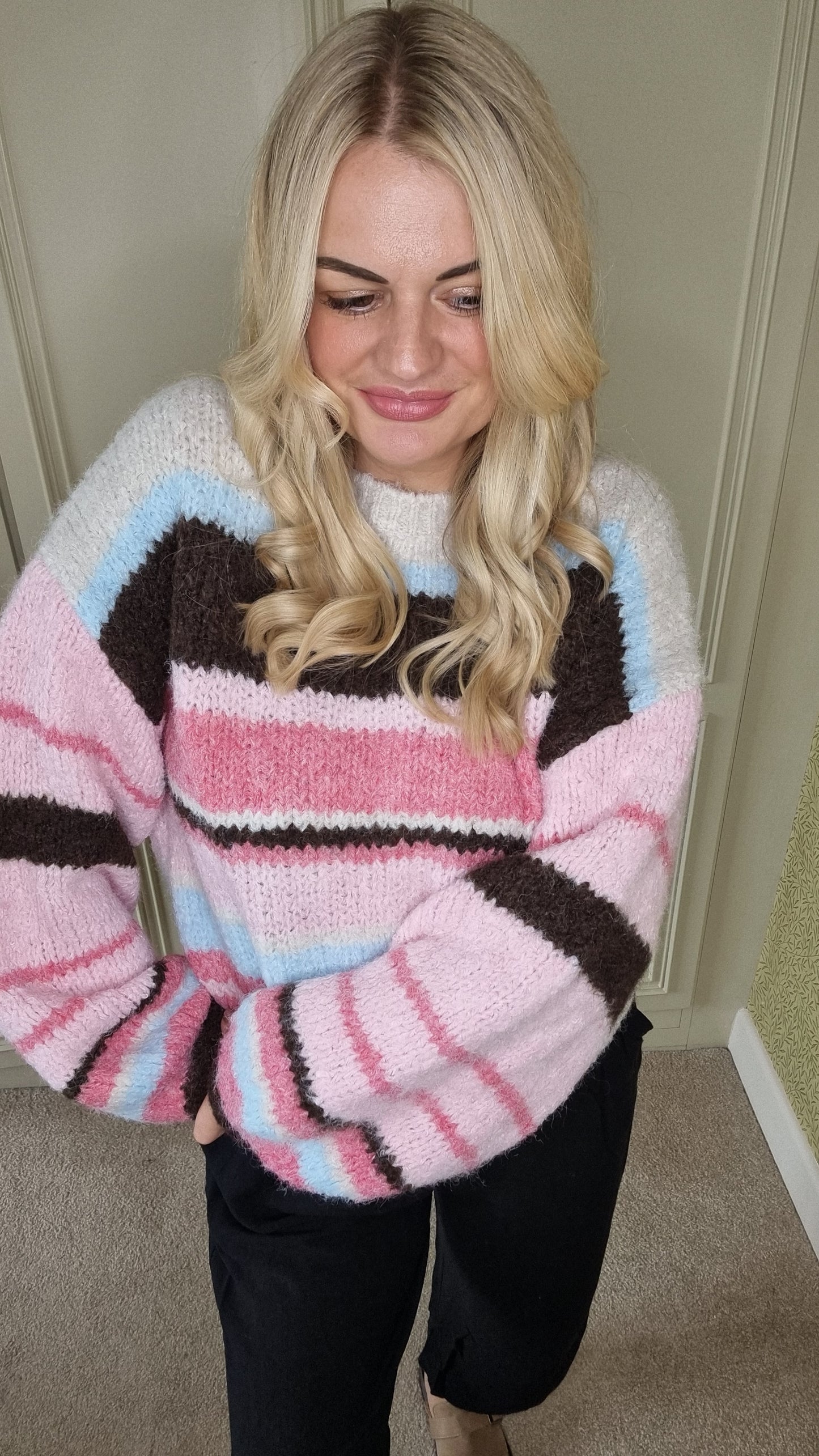TAMARA PINK STRIPED KNITTRD JUMPER