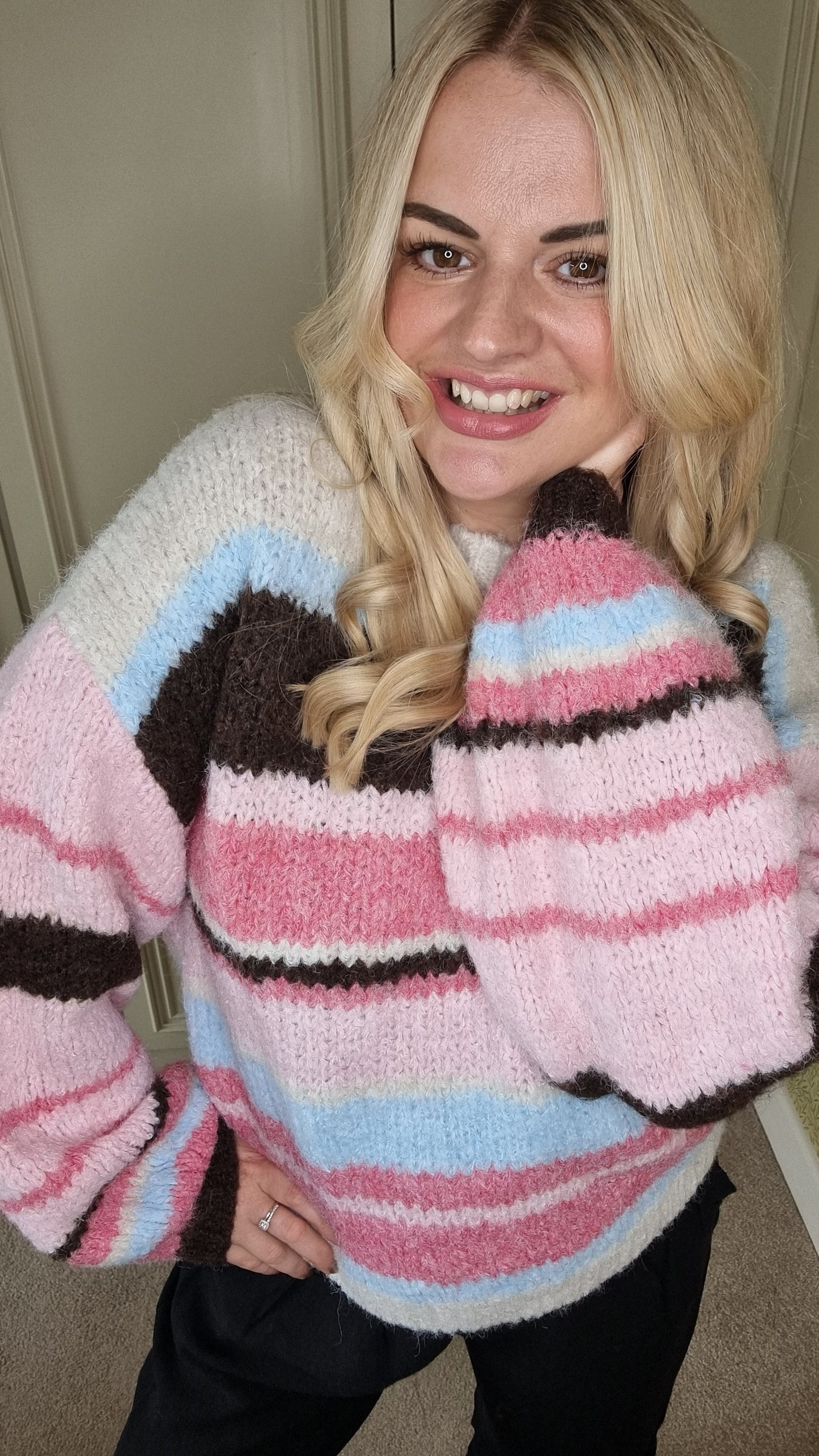 TAMARA PINK STRIPED KNITTRD JUMPER