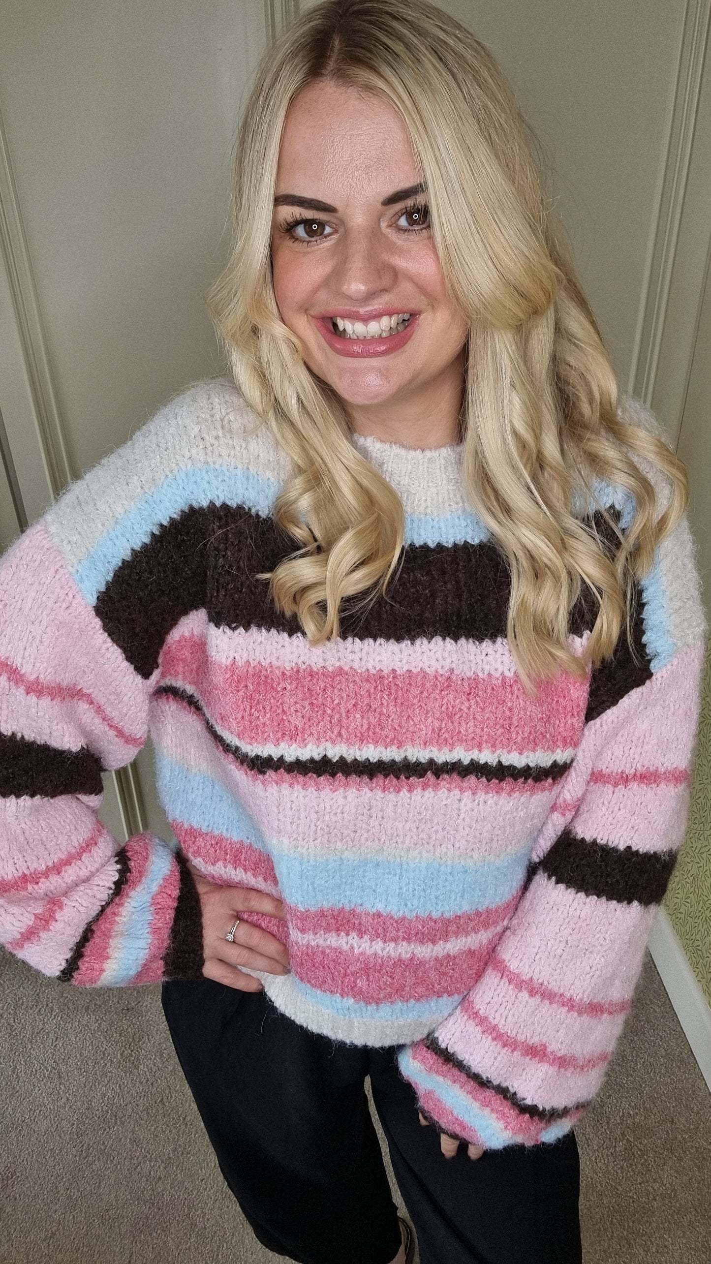 TAMARA PINK STRIPED KNITTRD JUMPER