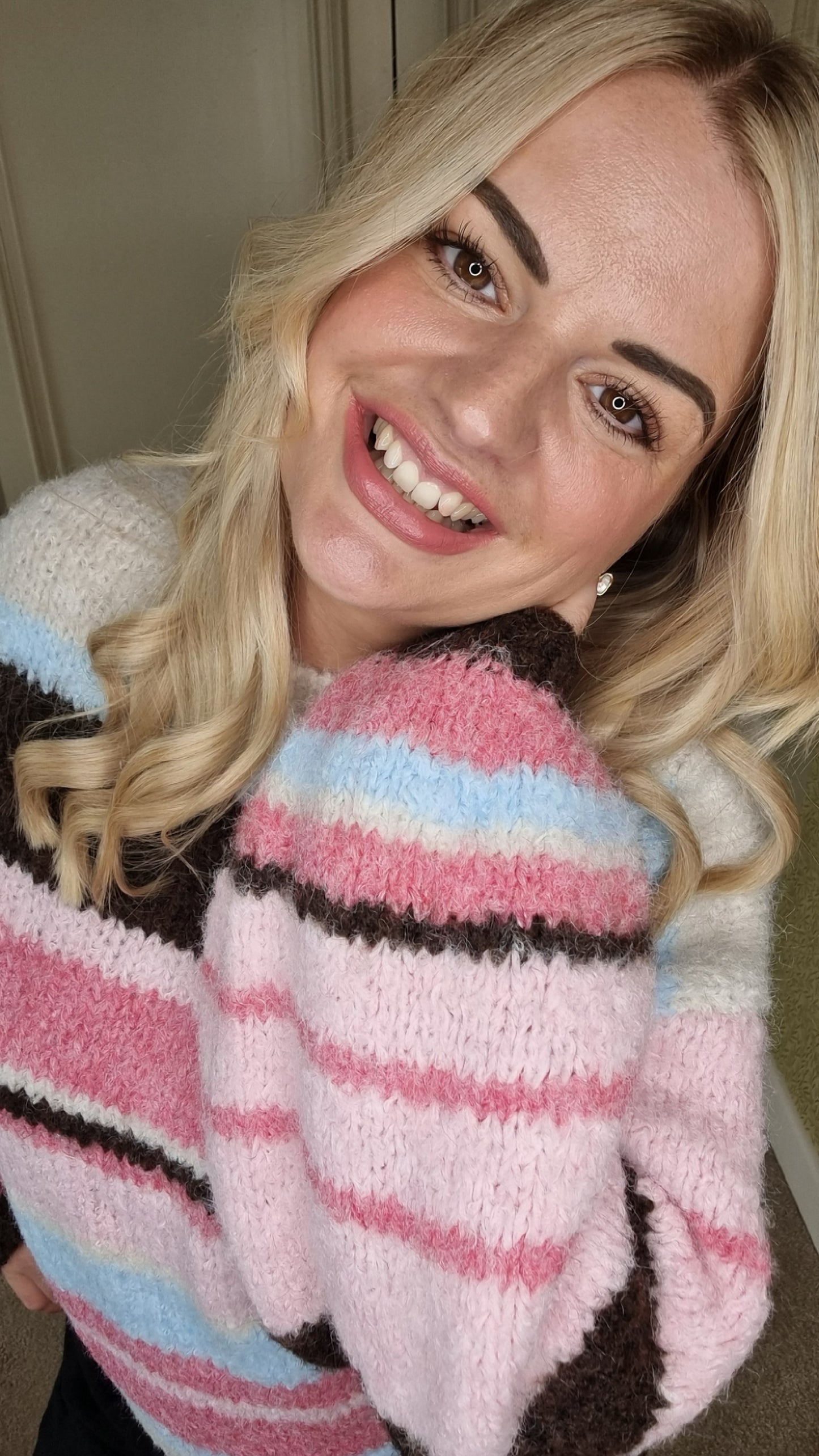 TAMARA PINK STRIPED KNITTRD JUMPER