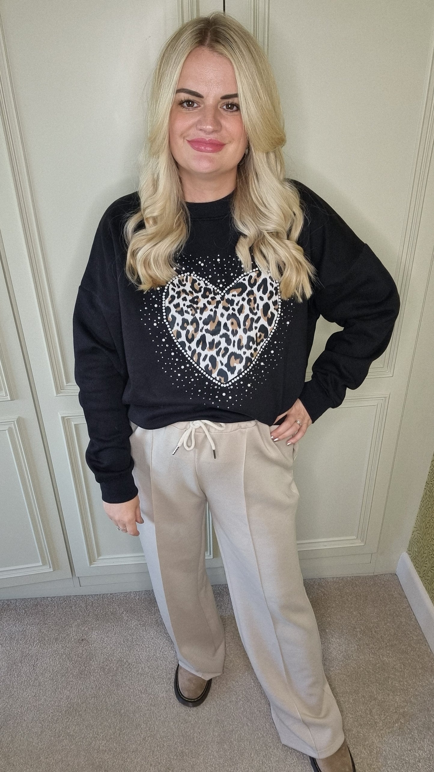 DANA WIDE LEG JOGGERS - CREAM / BEIGE