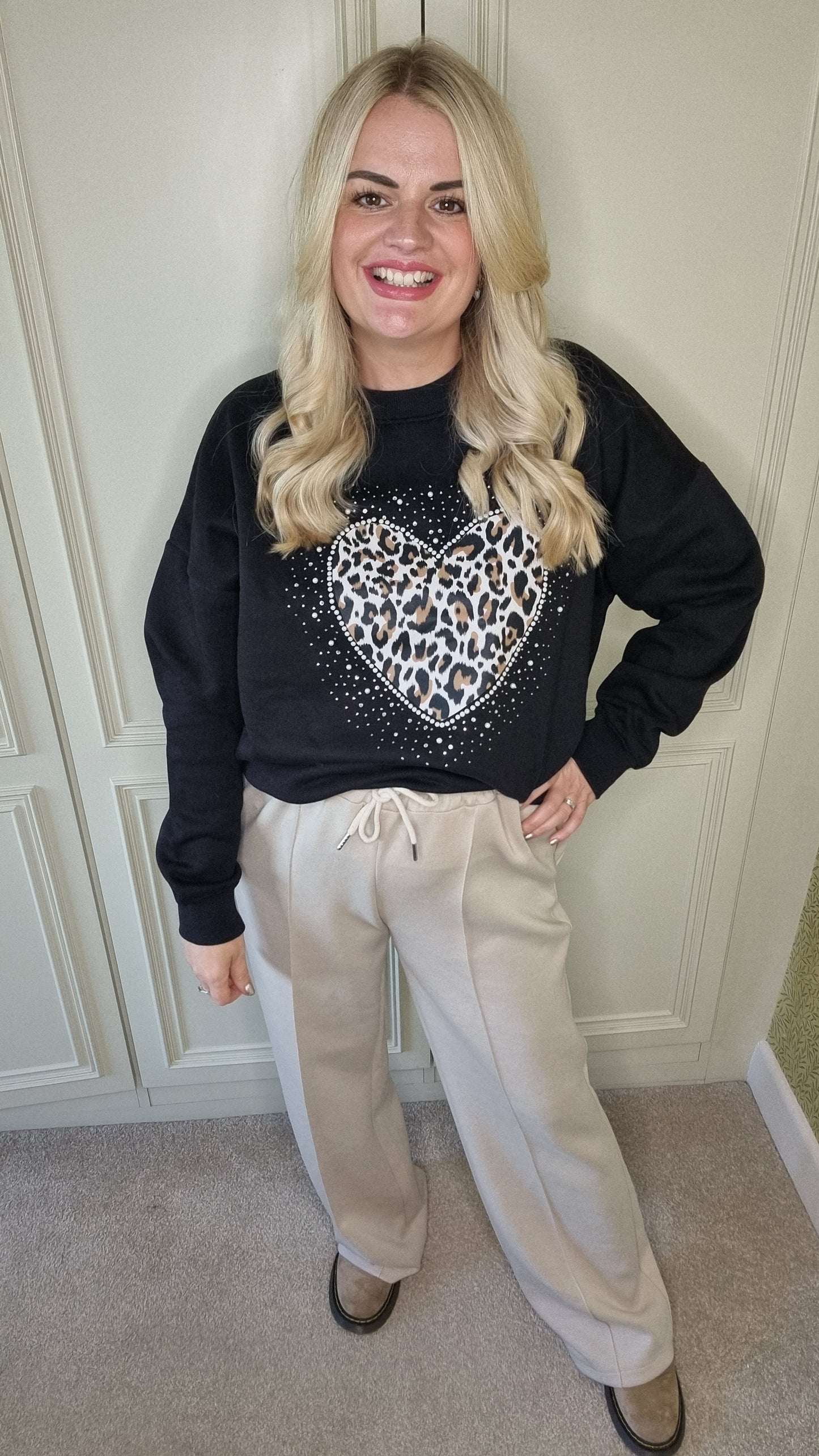 DANA WIDE LEG JOGGERS - CREAM / BEIGE