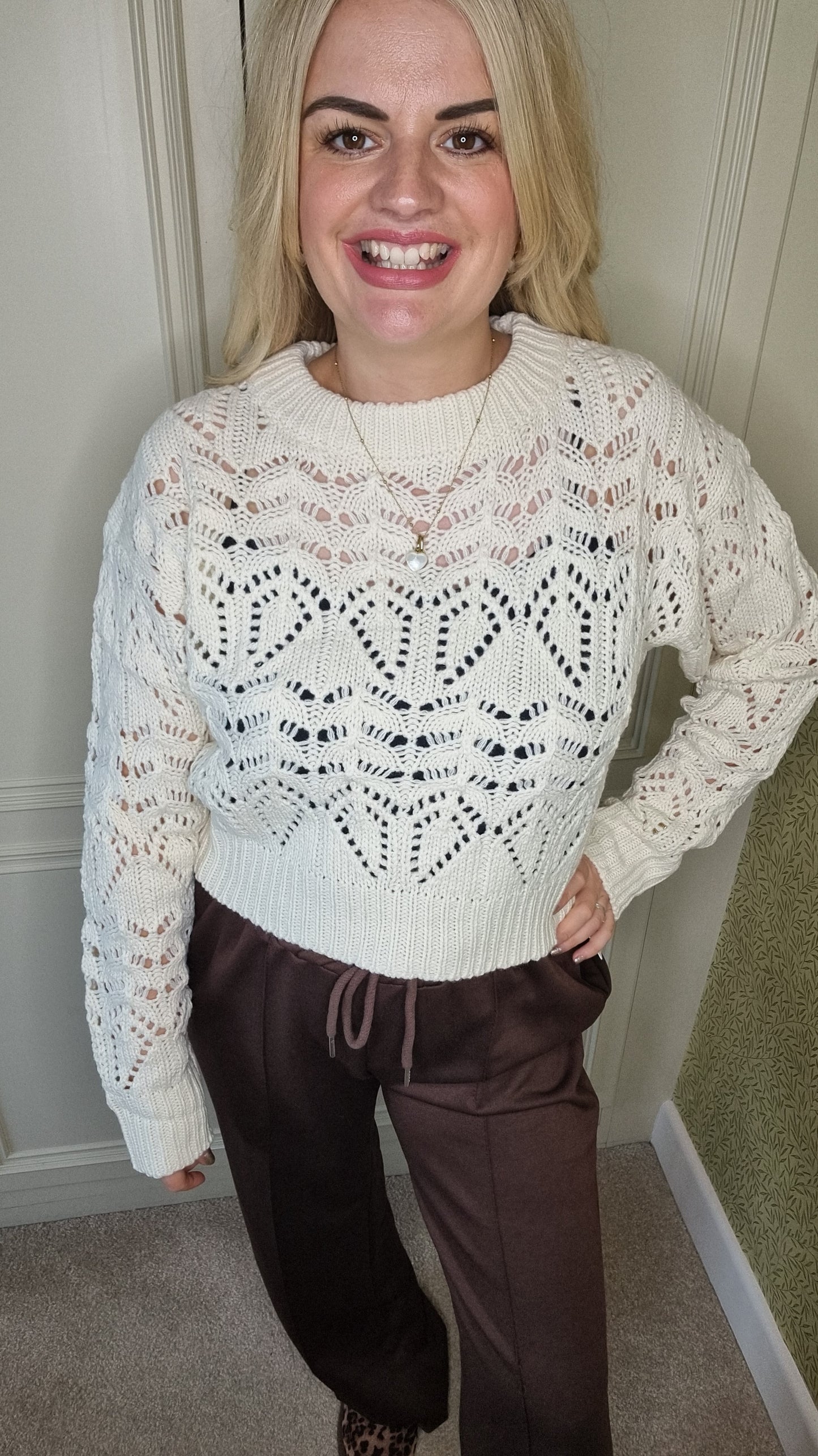 ROWENA POINTELLE KNIT CROP JUMPER