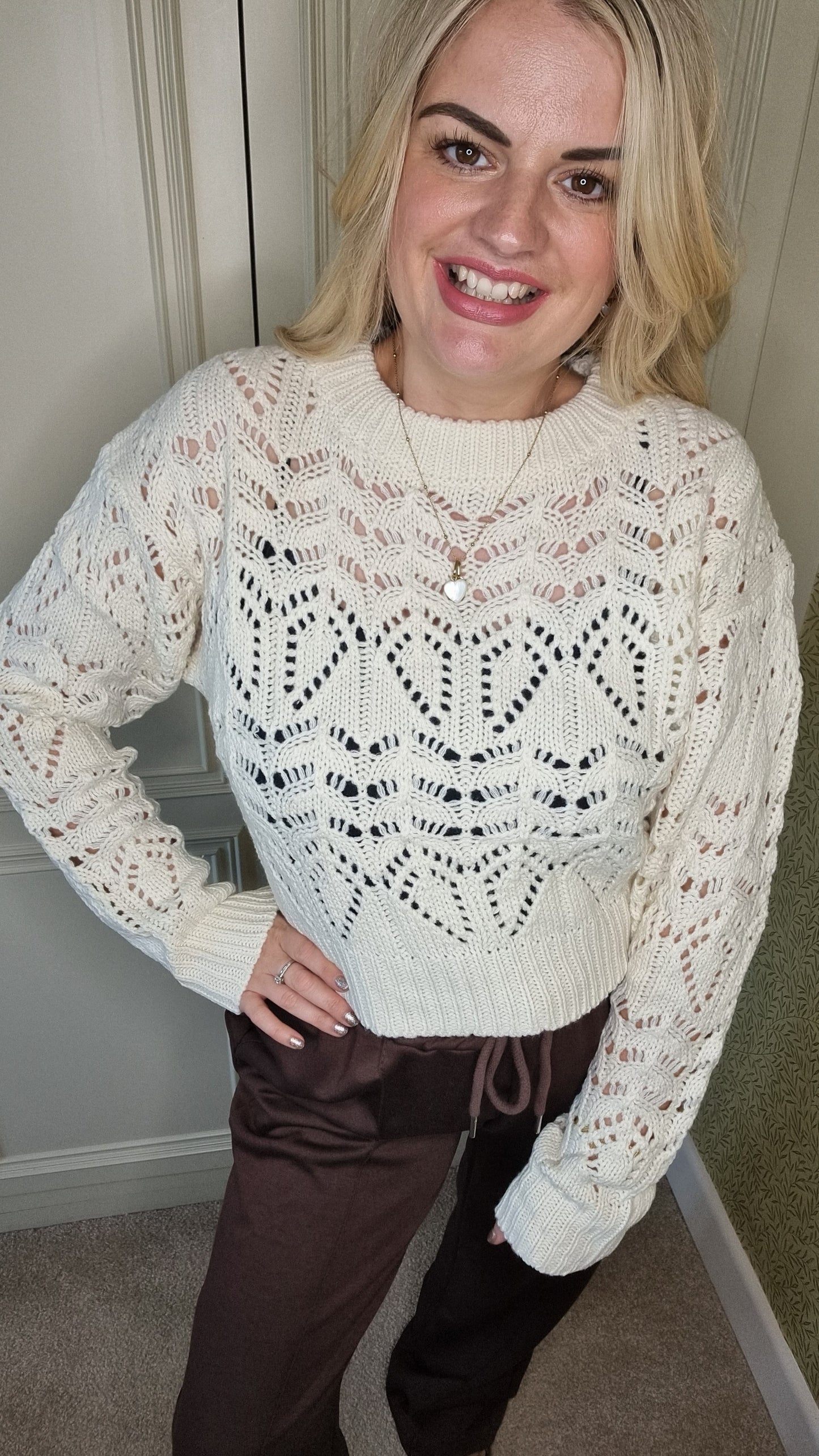 ROWENA POINTELLE KNIT CROP JUMPER