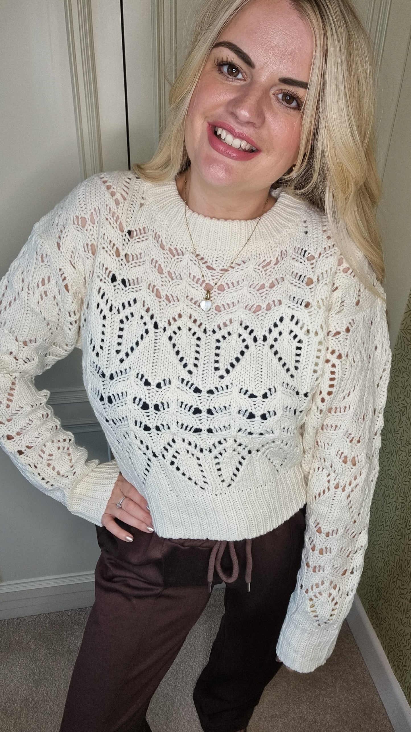 ROWENA POINTELLE KNIT CROP JUMPER