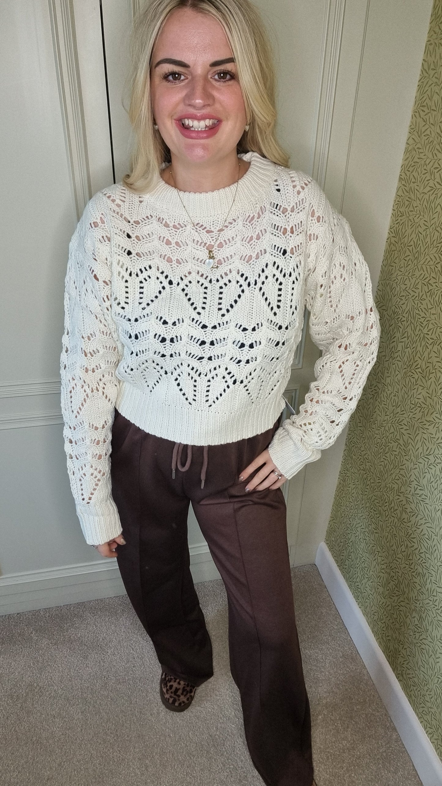 ROWENA POINTELLE KNIT CROP JUMPER