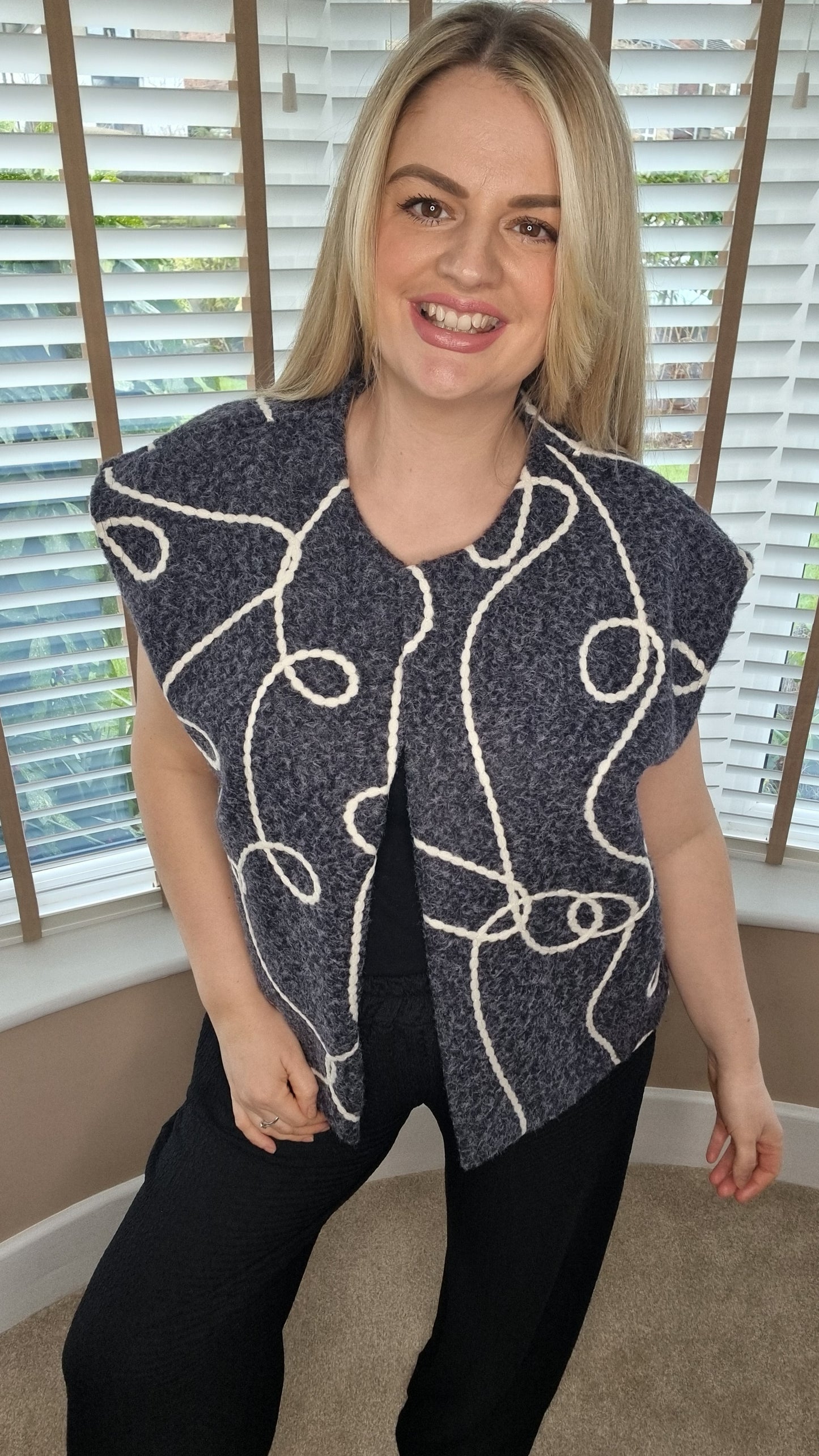 TABITHA BRUSHED FEEL CHARCOAL WAISTCOAT