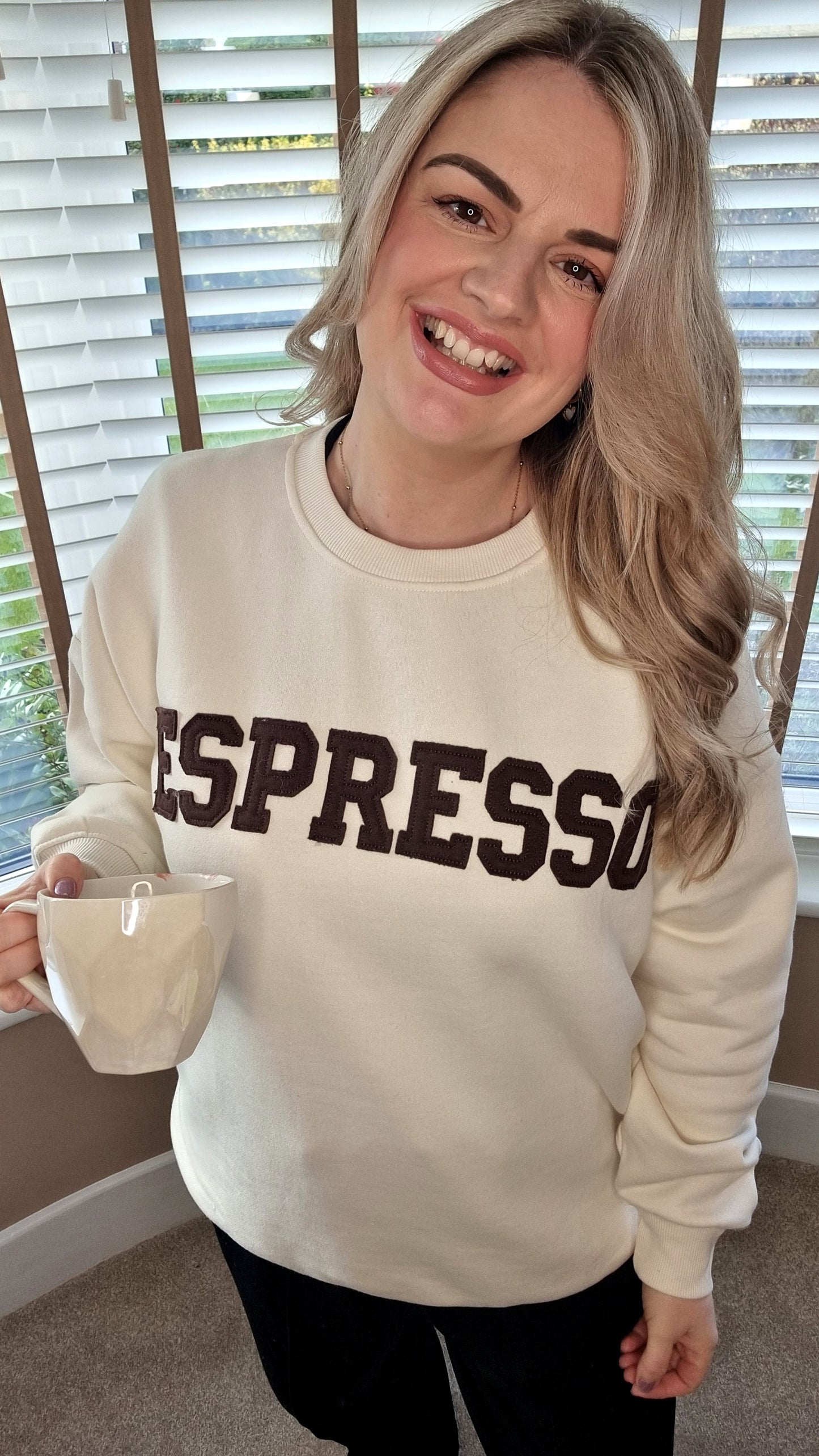 SABRINA ESPRESSO CREW NECK SWEATSHIRT