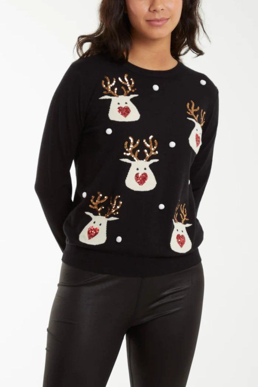 RUDOLF SEQUIN CHRISTMAS JUMPER