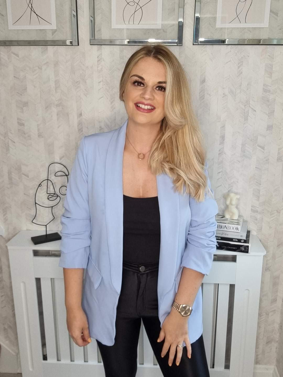 MELANIE RUCHED SLEEVE BLAZER - BABY BLUE (MORE COLOURS AVAILABLE)