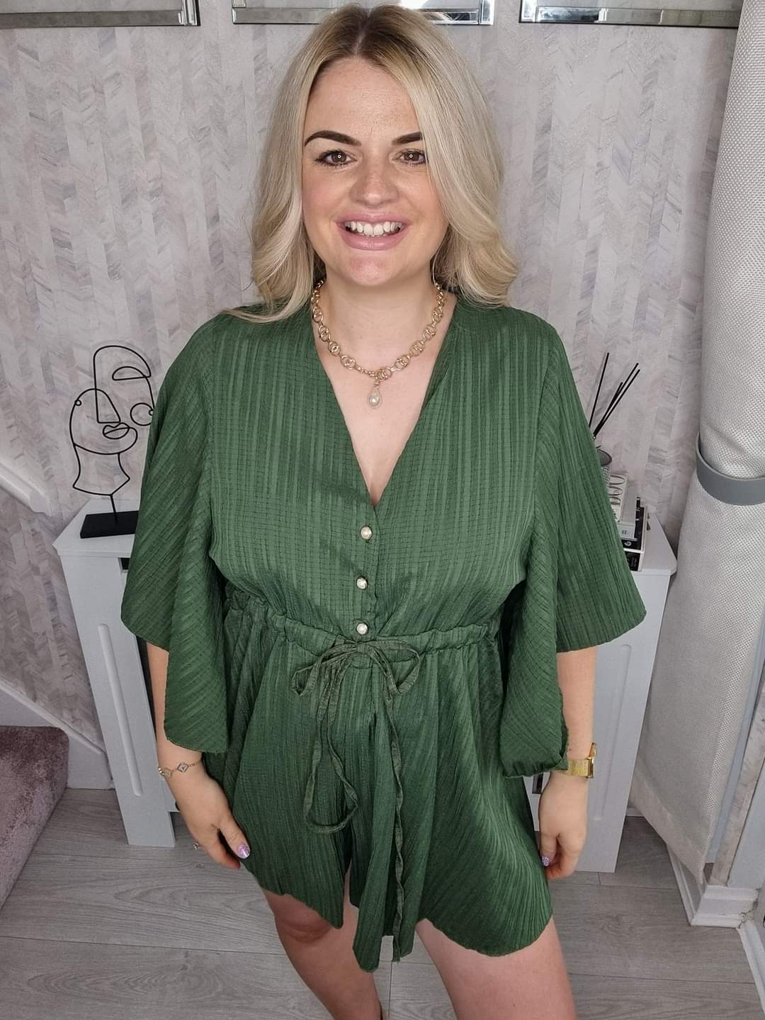 TARA CHEESECLOTH PLAYSUIT - KHAKI