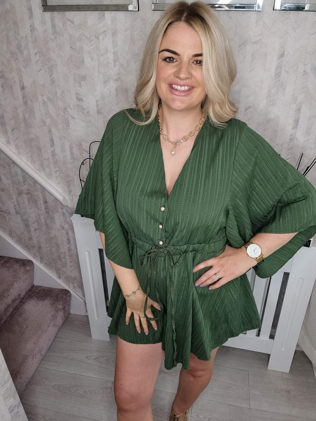 TARA CHEESECLOTH PLAYSUIT - KHAKI