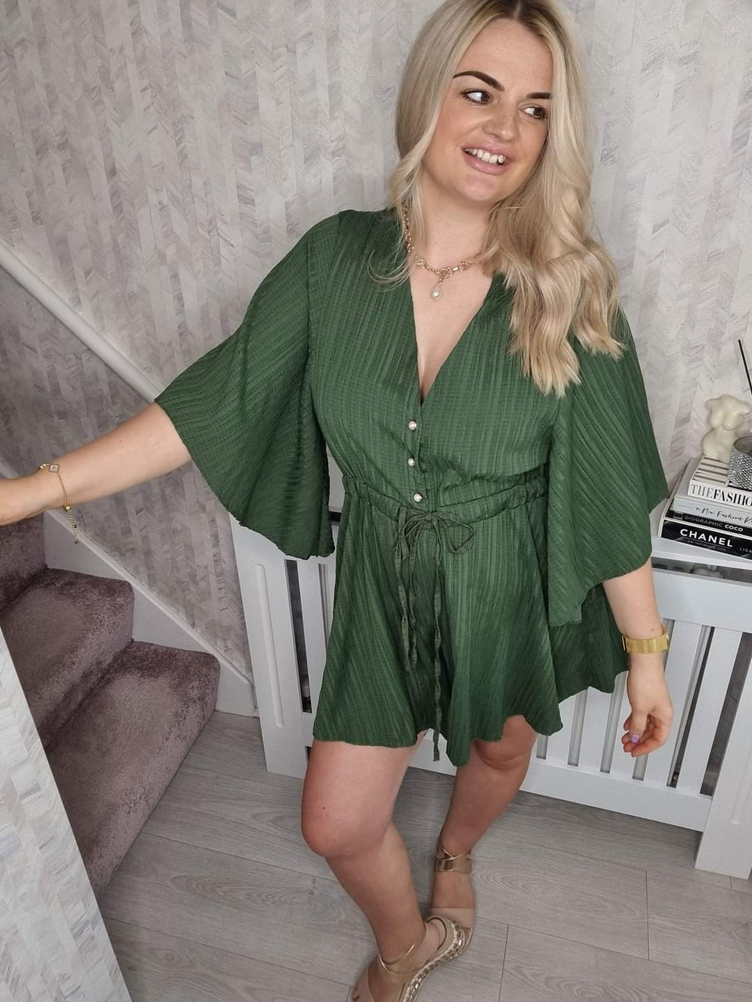 TARA CHEESECLOTH PLAYSUIT - KHAKI