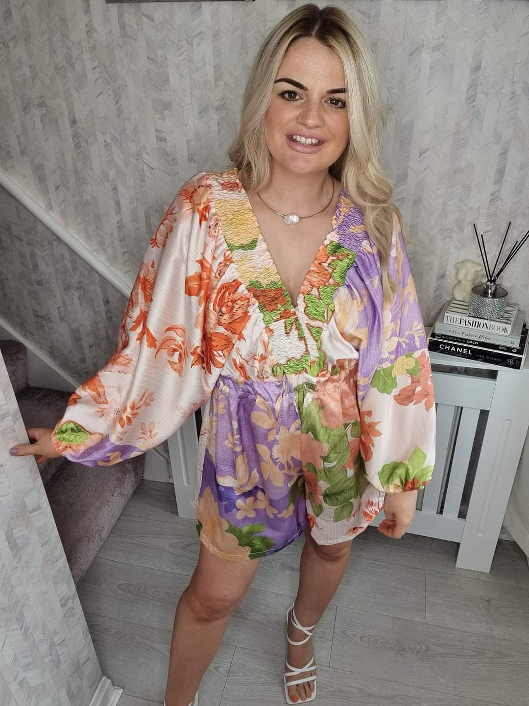 PARIS ELASTICATED SILKY PLAYSUIT - LILAC/PEACH (MORE COLOURS AVAILABLE)