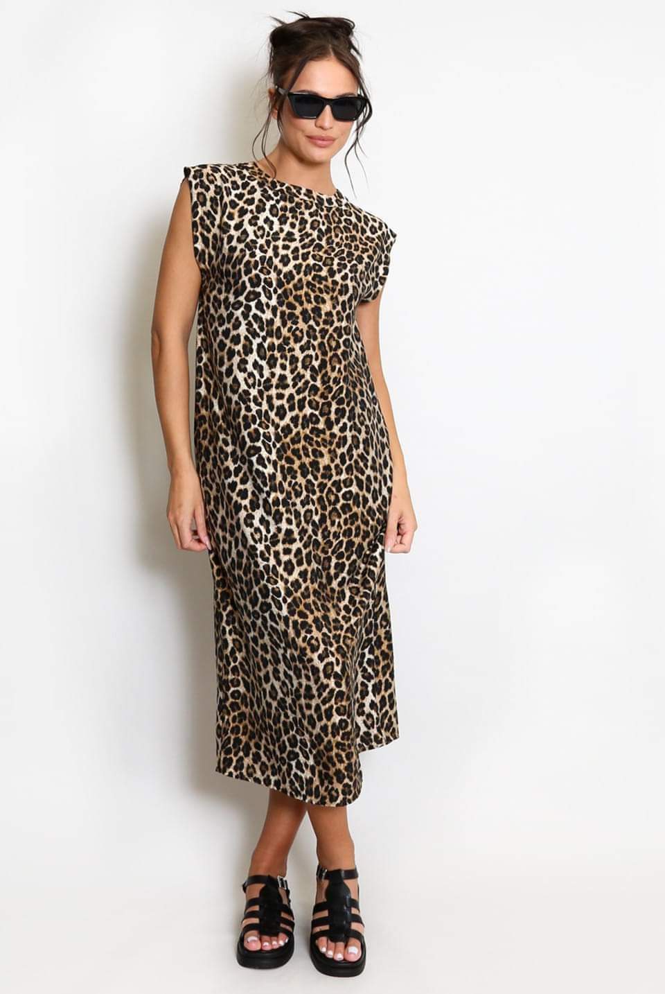 SHAUNA LEOPARD PRINT MIDI DRESS