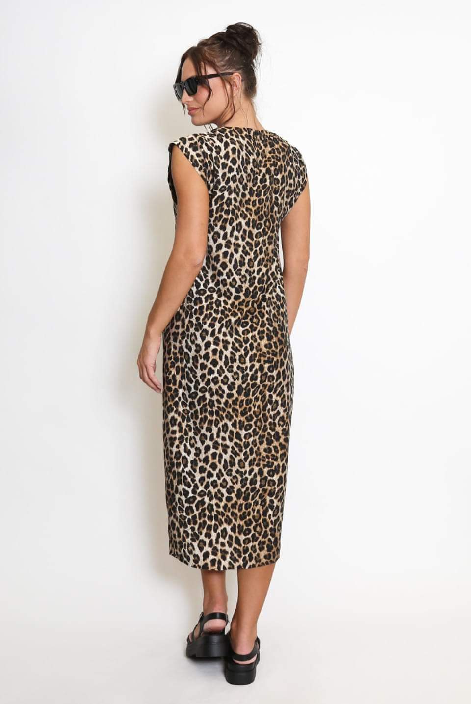 SHAUNA LEOPARD PRINT MIDI DRESS