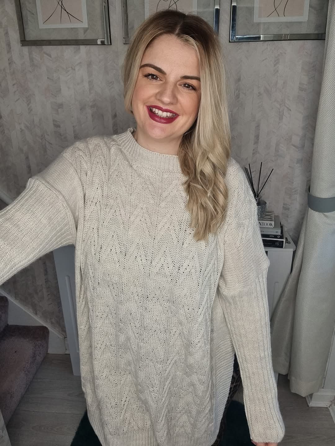 ORLA CABLE KNIT JUMPER WITH SIDE SLITS - BEIGE (MORE COLOURS AVAILABLE)
