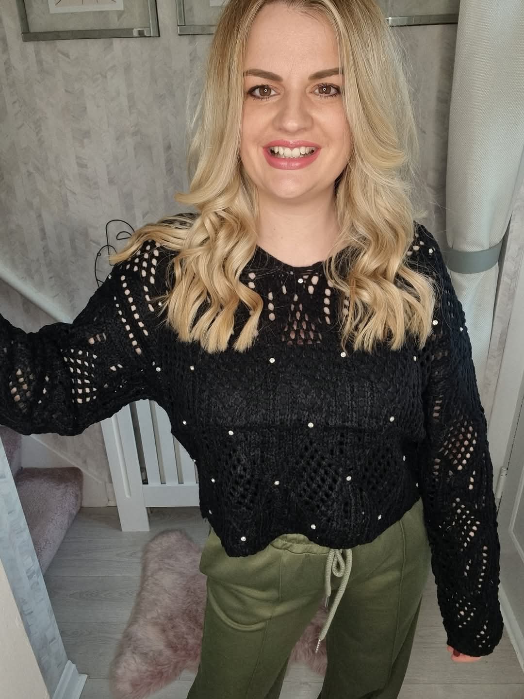 CONNIE CROCHET DIAMONTE TOP - BLACK
