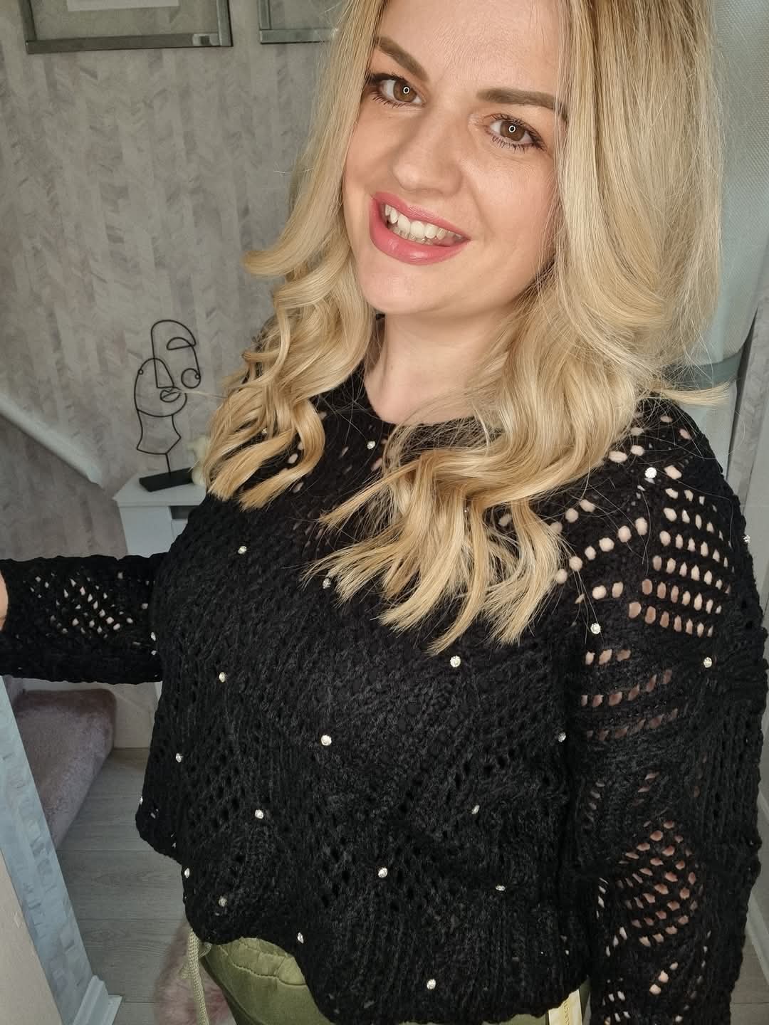 CONNIE CROCHET DIAMONTE TOP - BLACK