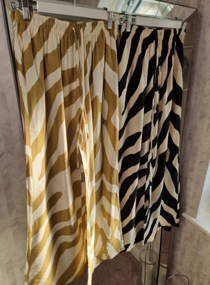 JUNE ZEBRA WIDE LEG PANTS - MUSTARD/KHAKI