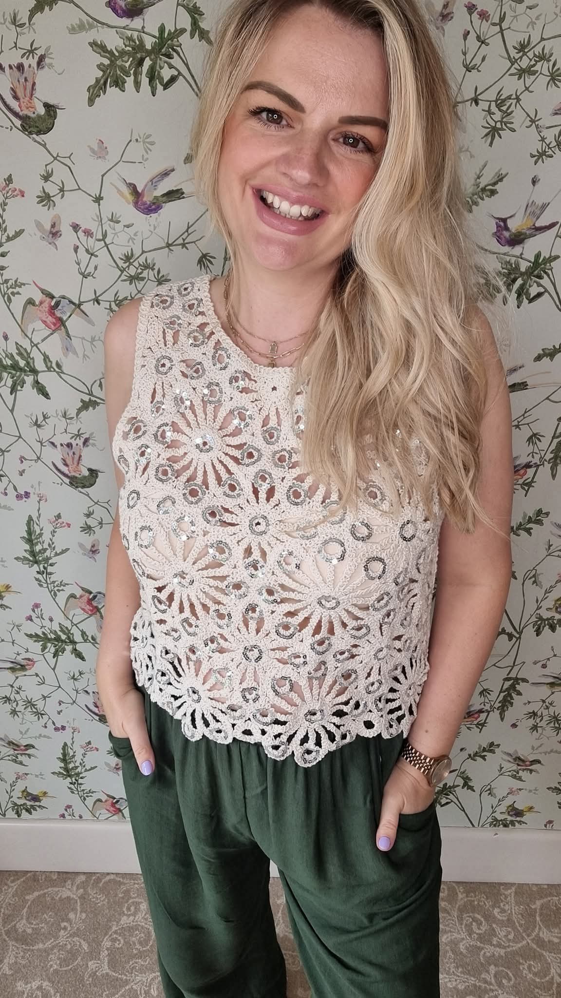 ANYA SEQUIN CROCHET TOPS