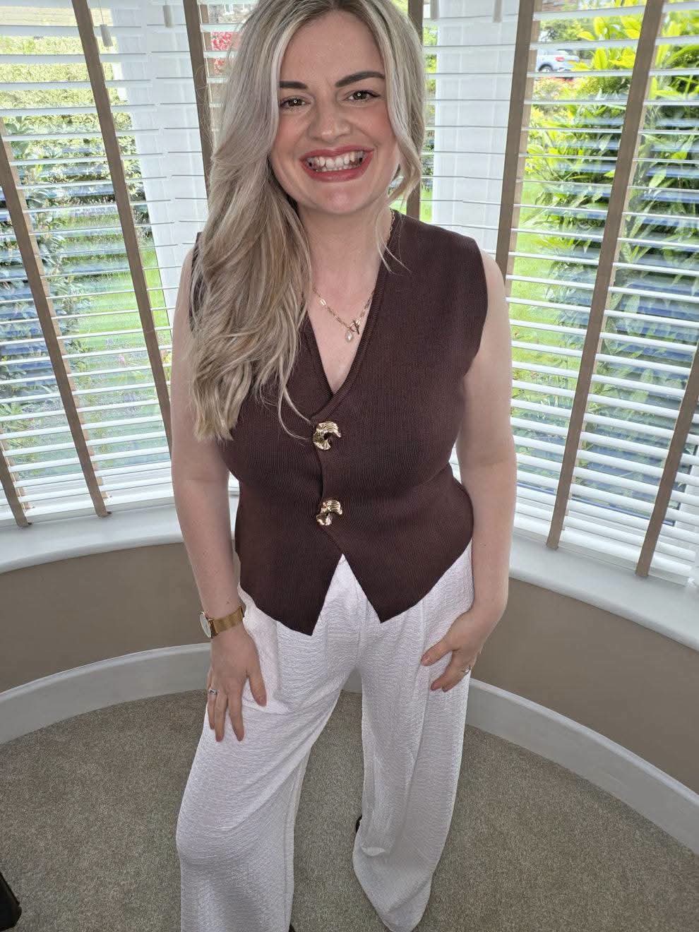 BONNIE - BROWN WAIST COAT TOP