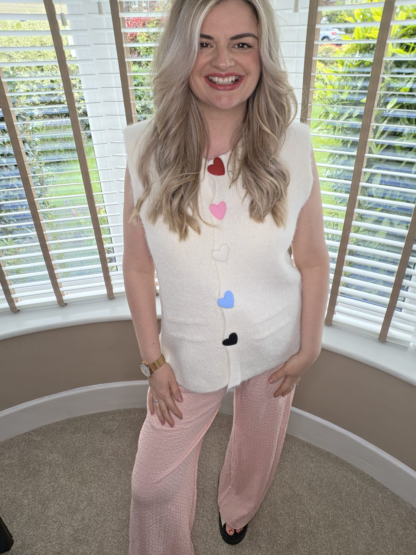VALENTINA HEART DETAIL FLUFFY WAISTCOAT TOP