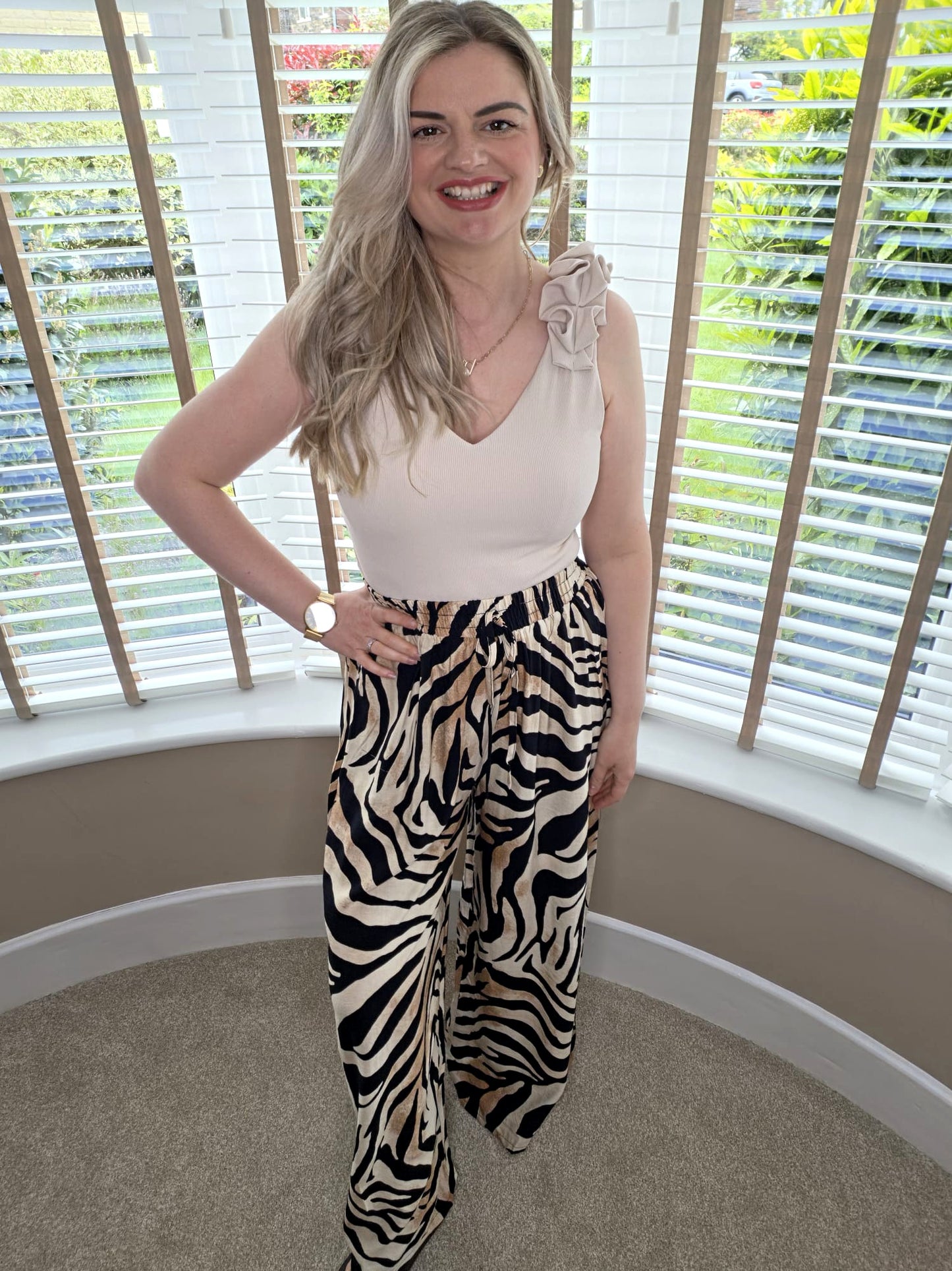 ZEBRA WIDE LEG SUMMER PANTS