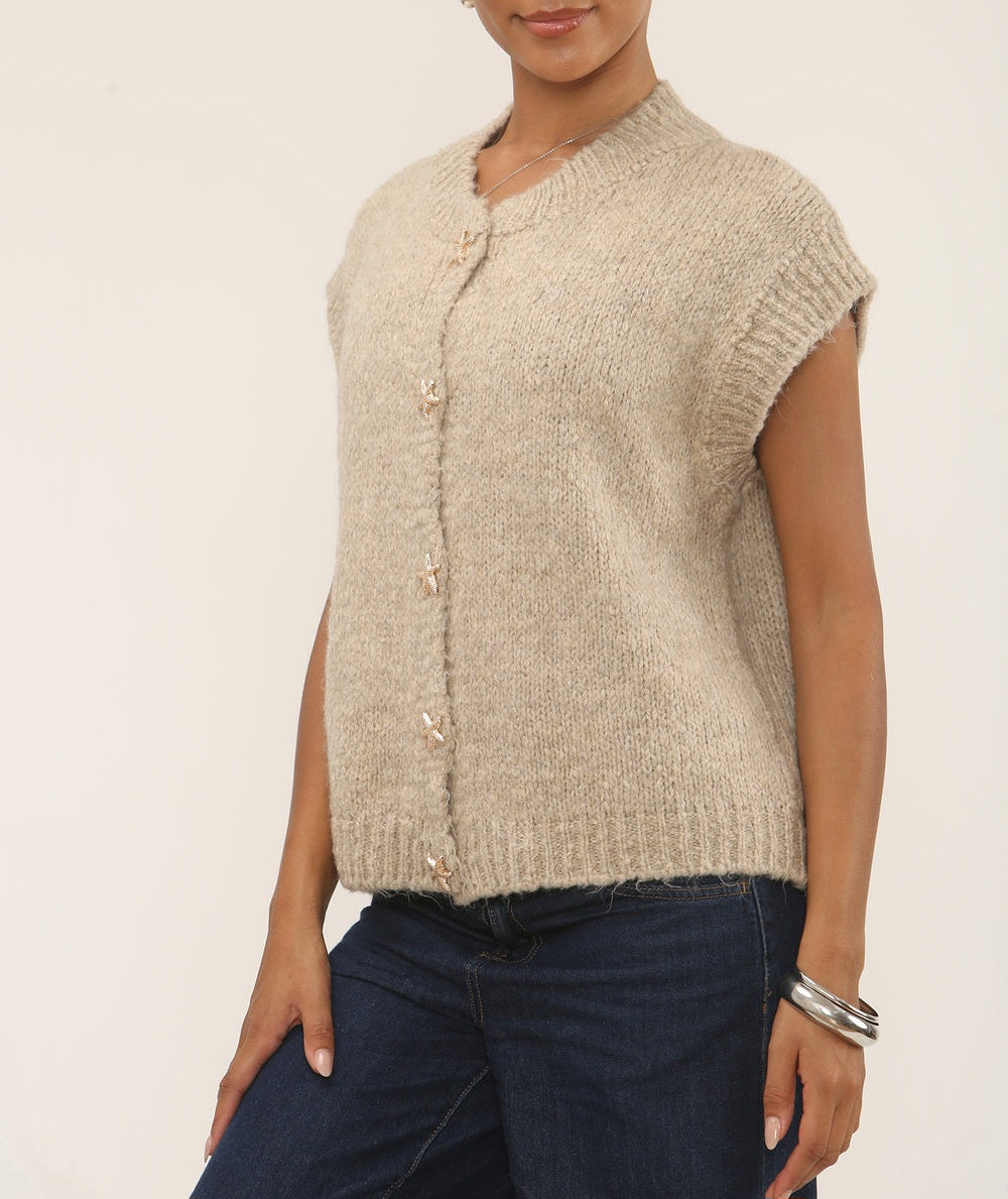 CLELIA STARFISH GOLD BUTTON FLUFFY WAISTCOAT