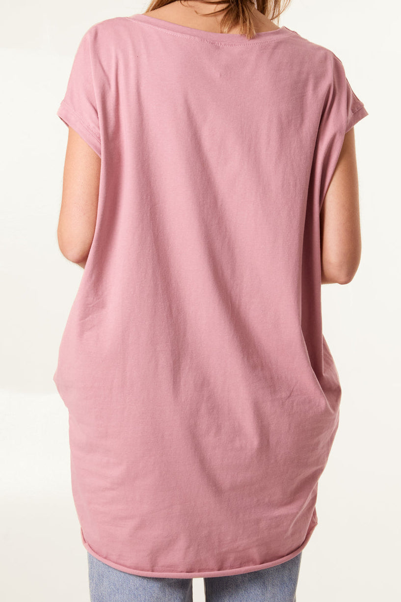 ROSE OVERSIZED T SHIRT (WITH NECKLACE)