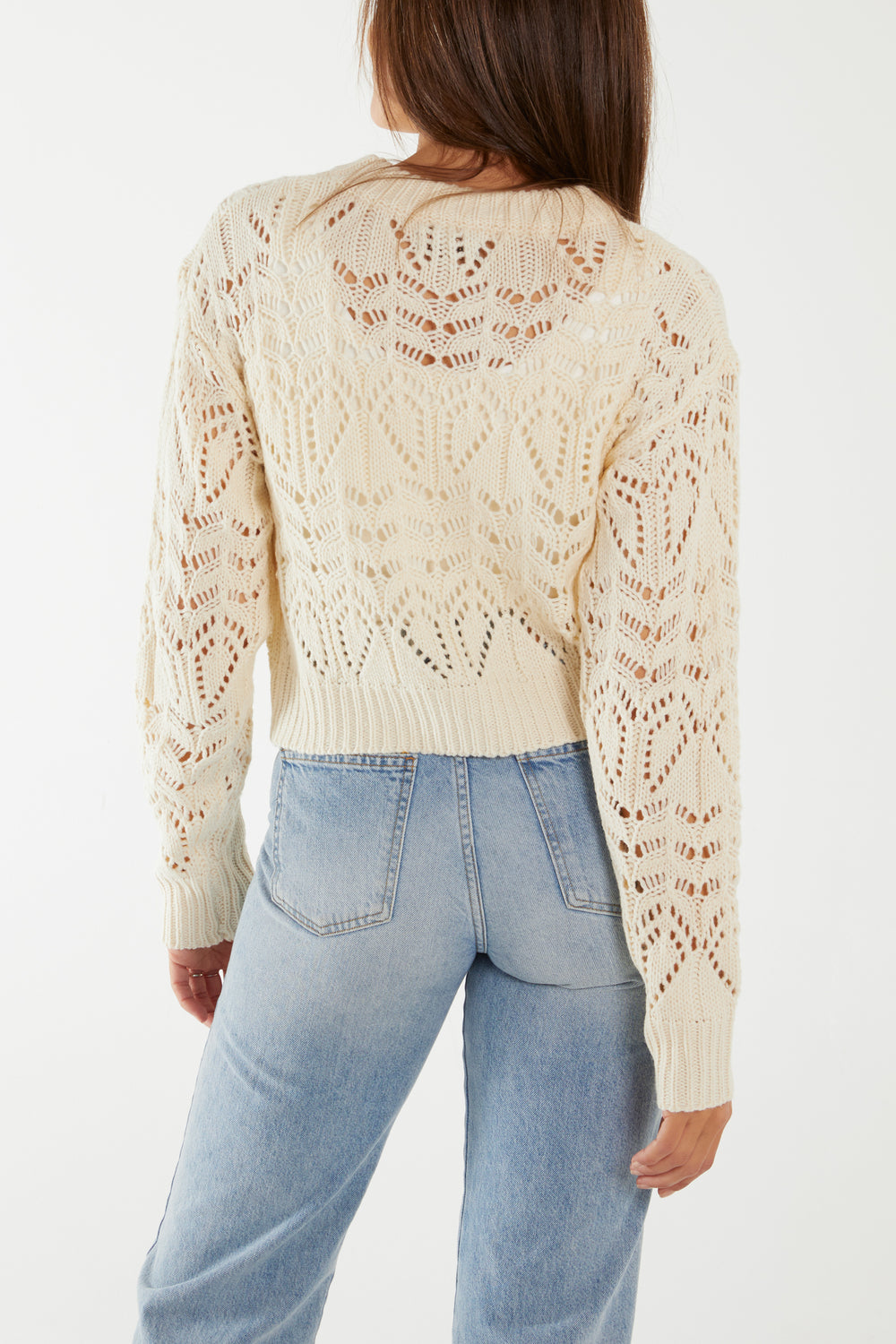 ROWENA POINTELLE KNIT CROP JUMPER
