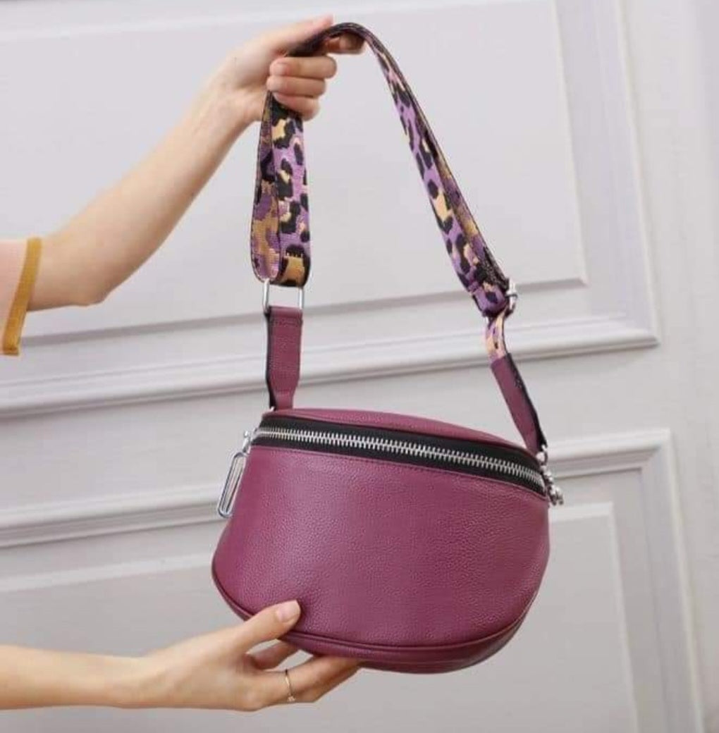 RUBY GENUINE LEATHER SADDLE/BUM BAG - PLUM (MORE COLOURS AVAILABLE)