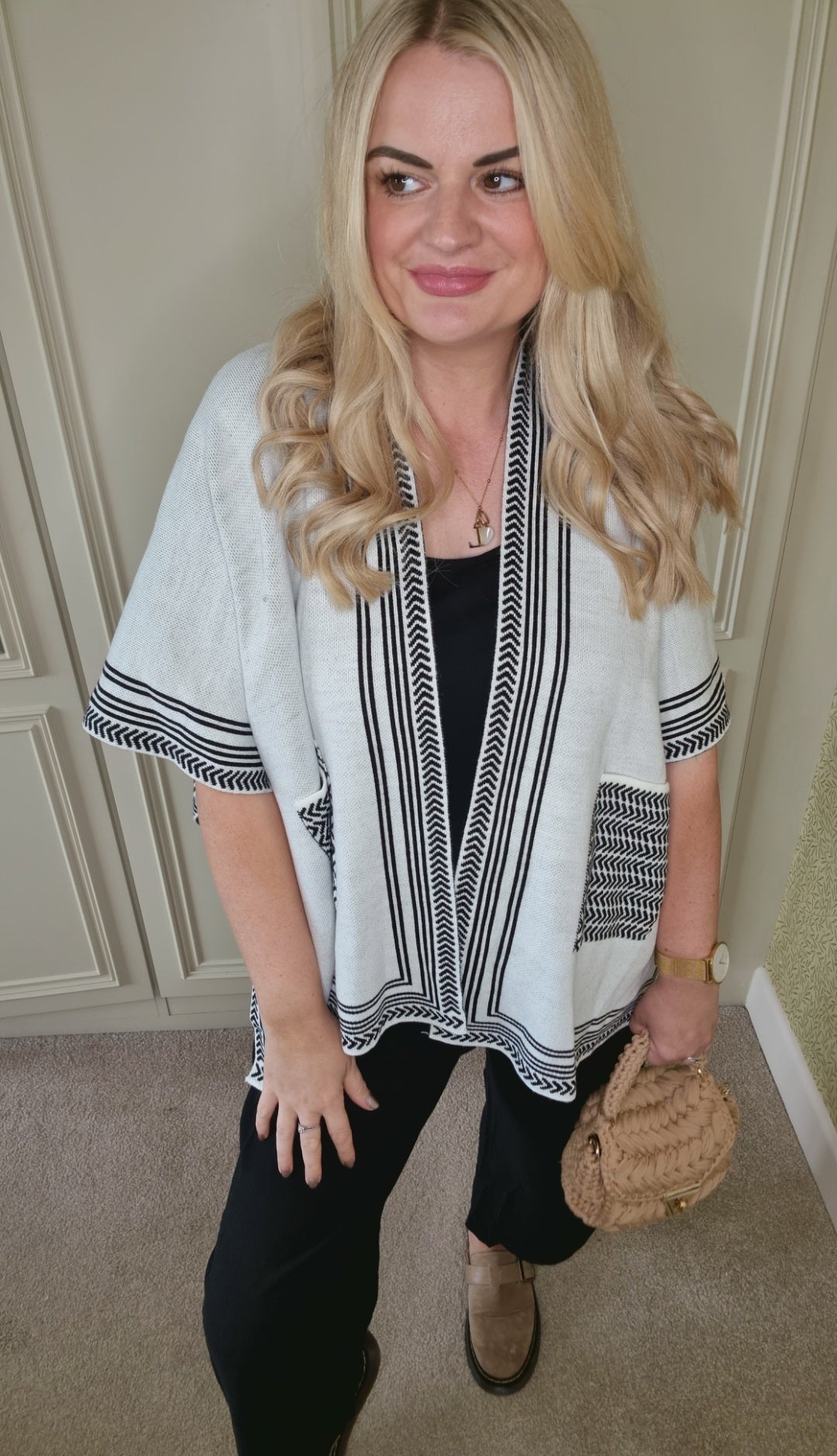 MARNIE OPEN PONCHO CARDIGAN - WHITE