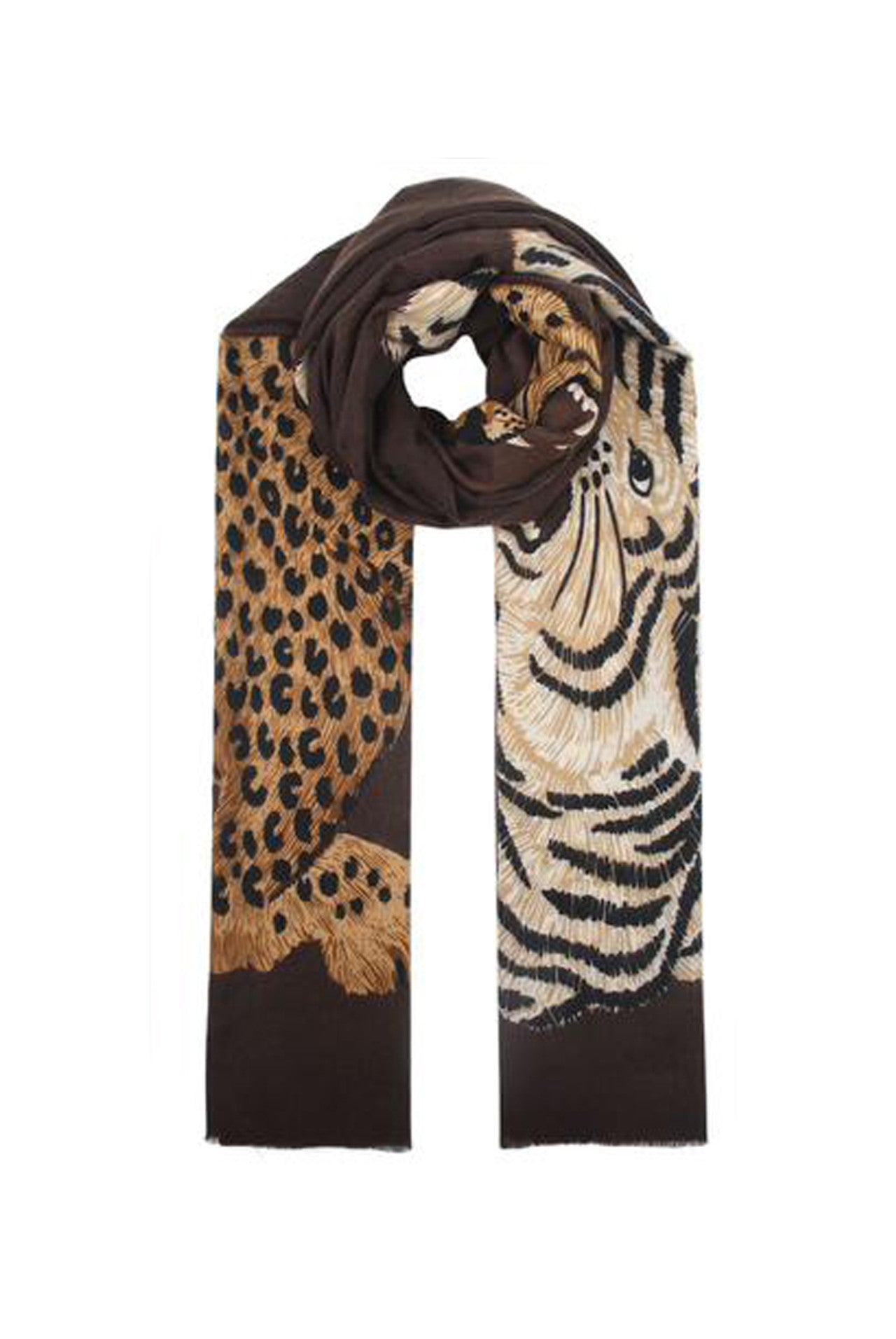 TASHA LEOPARD SHAWL - CHOCOLATE