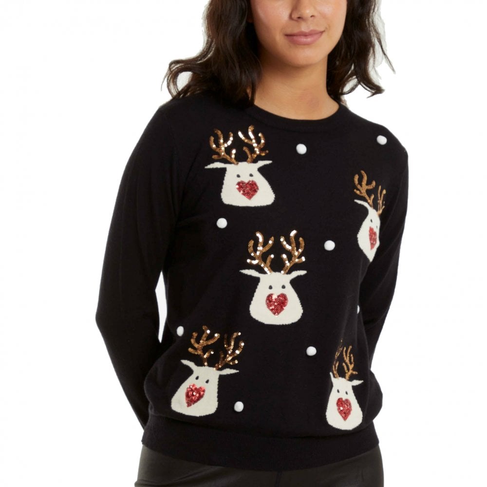 RUDOLF SEQUIN CHRISTMAS JUMPER