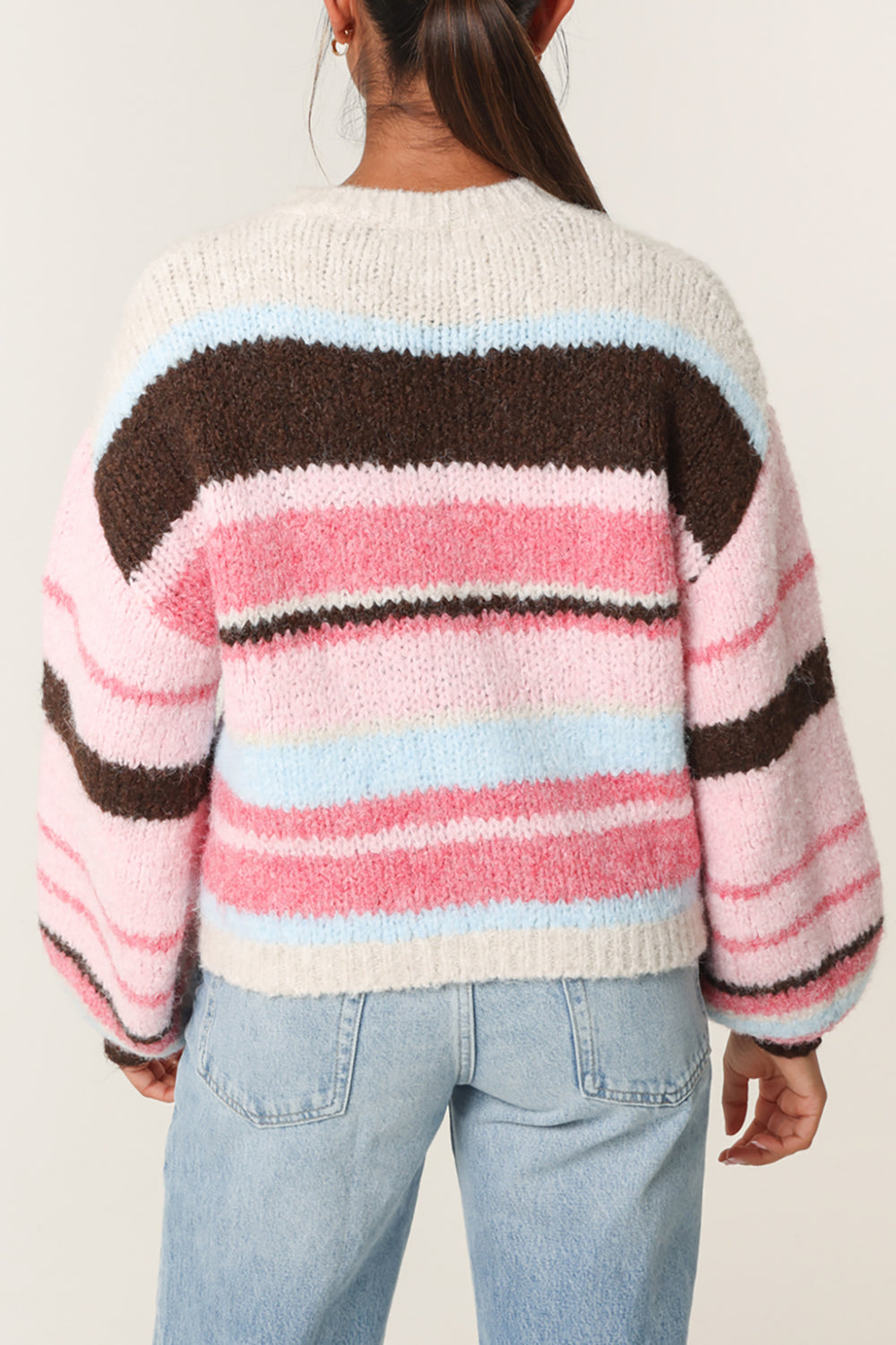 TAMARA PINK STRIPED KNITTRD JUMPER